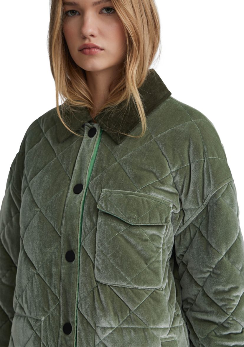 Womens Velour Reversible Padded Shacket