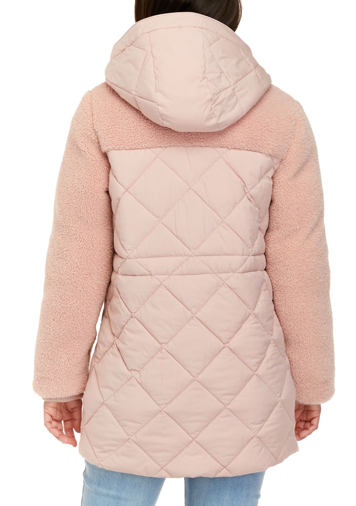 Womens Mixed Media Puffer Jacket