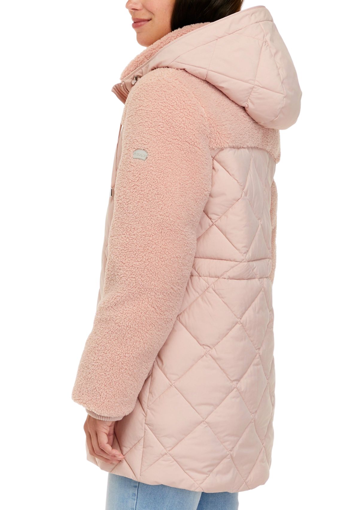 Womens Mixed Media Puffer Jacket