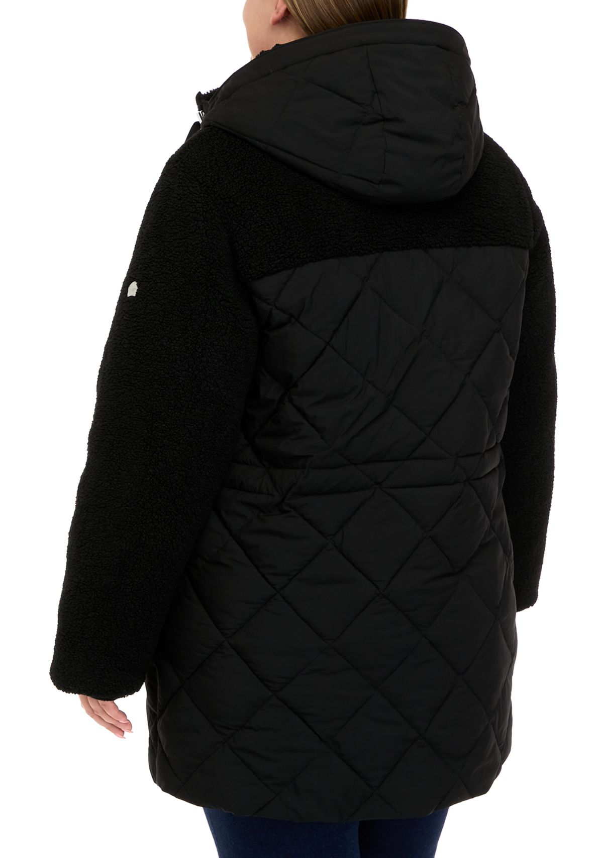 Plus Size Mixed Media Puffer Jacket