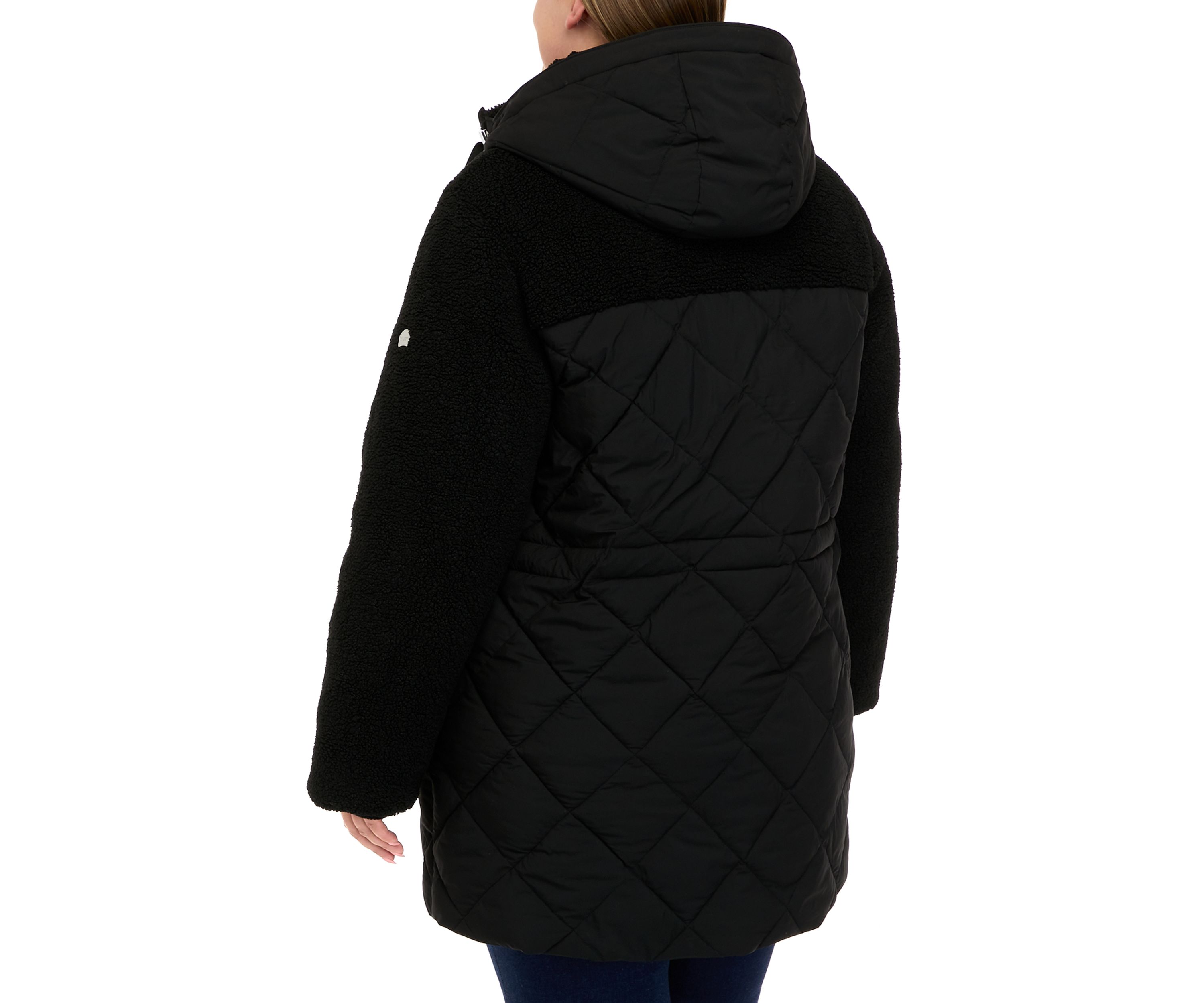 Plus Size Mixed Media Puffer Jacket