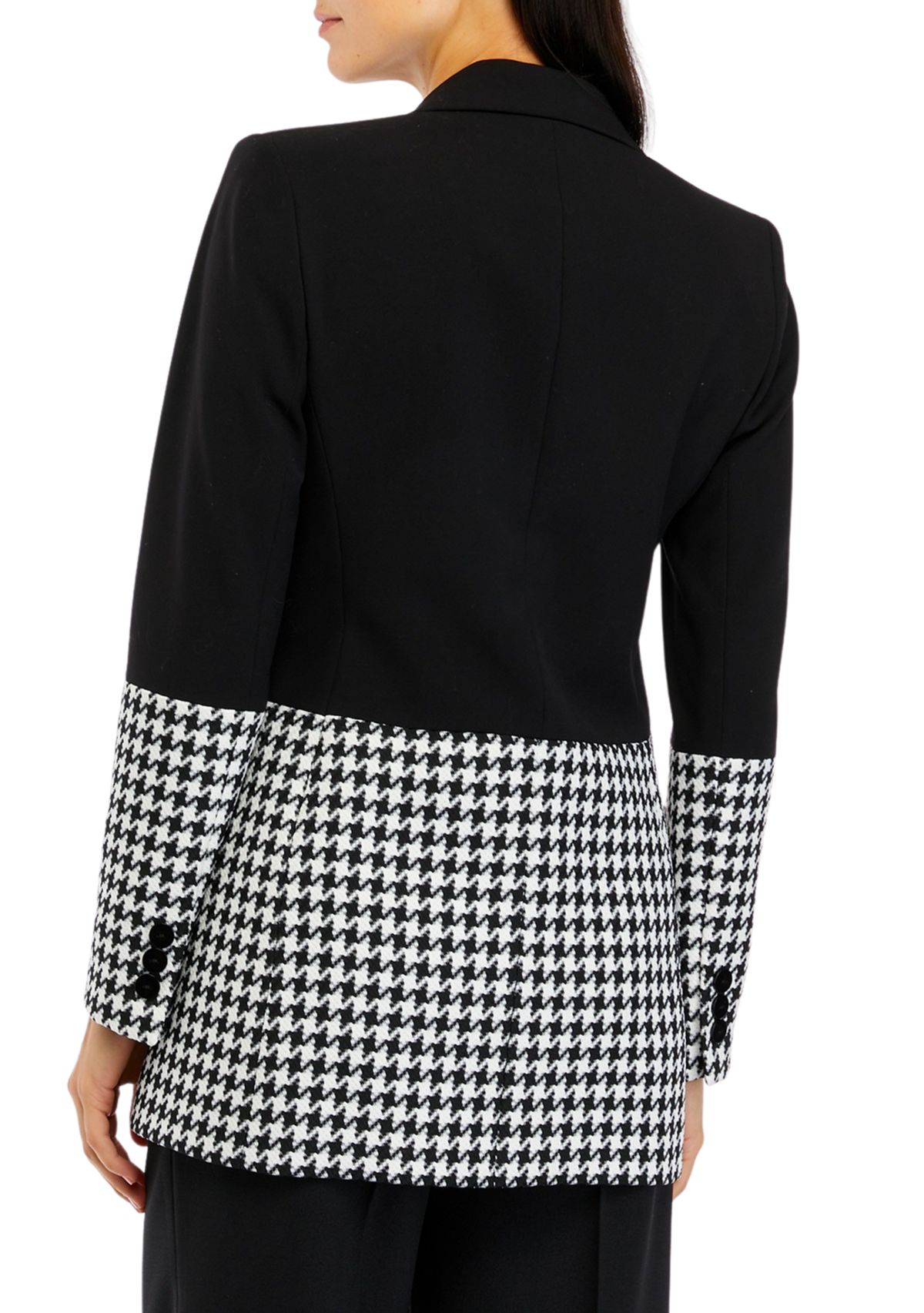 Womens Houndstooth Color Block Jacket