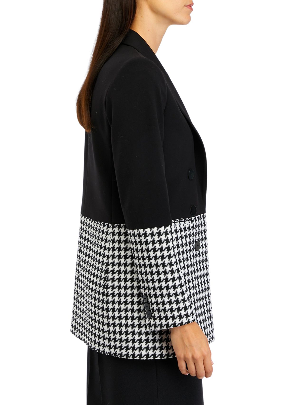 Womens Houndstooth Color Block Jacket