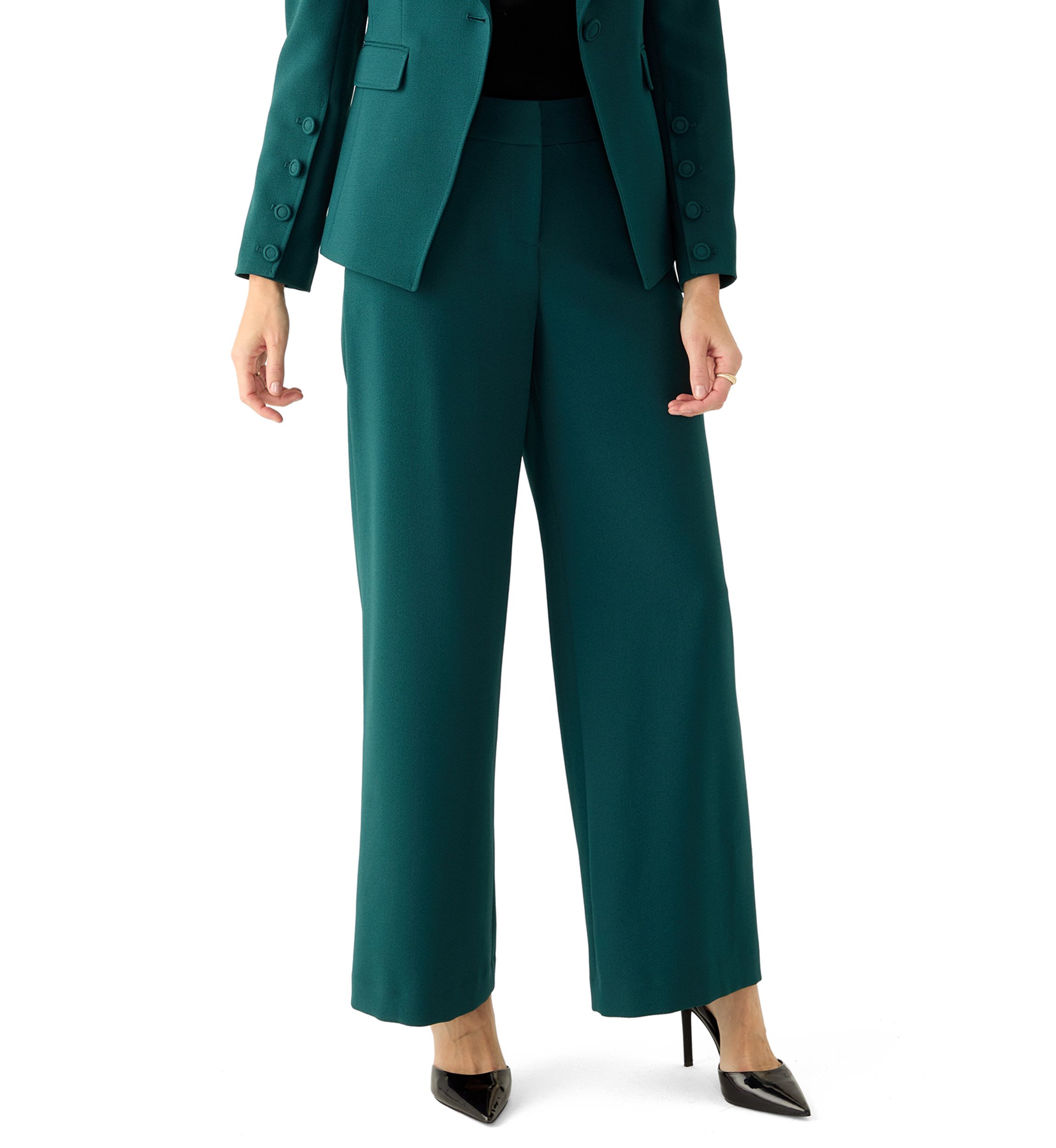 Womens Crepe Wide Leg Pants