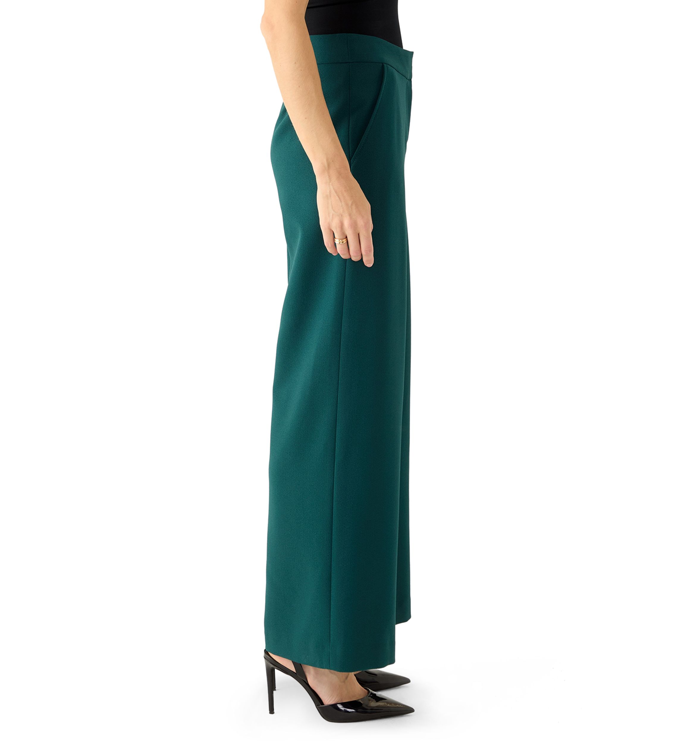 Womens Crepe Wide Leg Pants