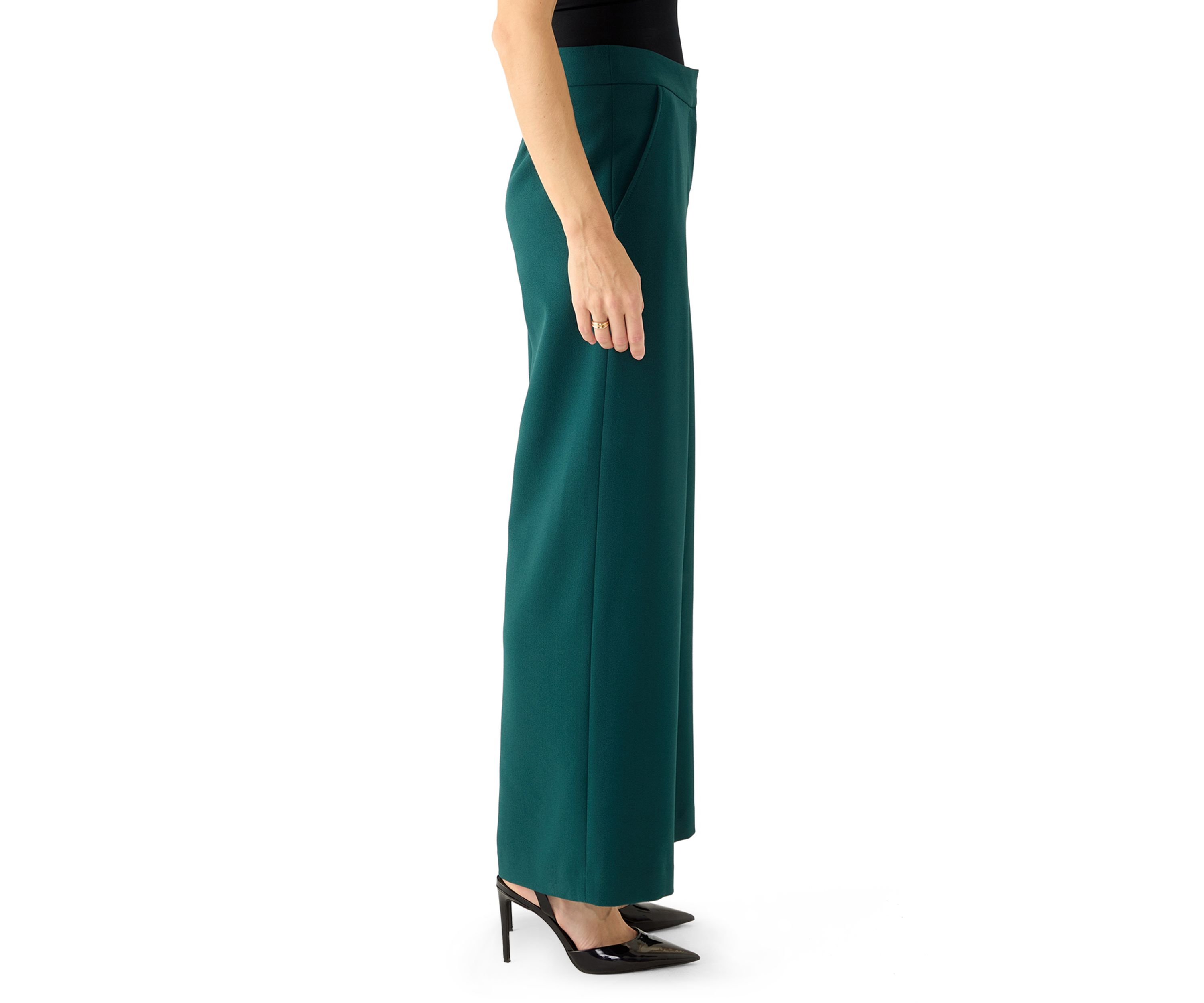 Womens Crepe Wide Leg Pants