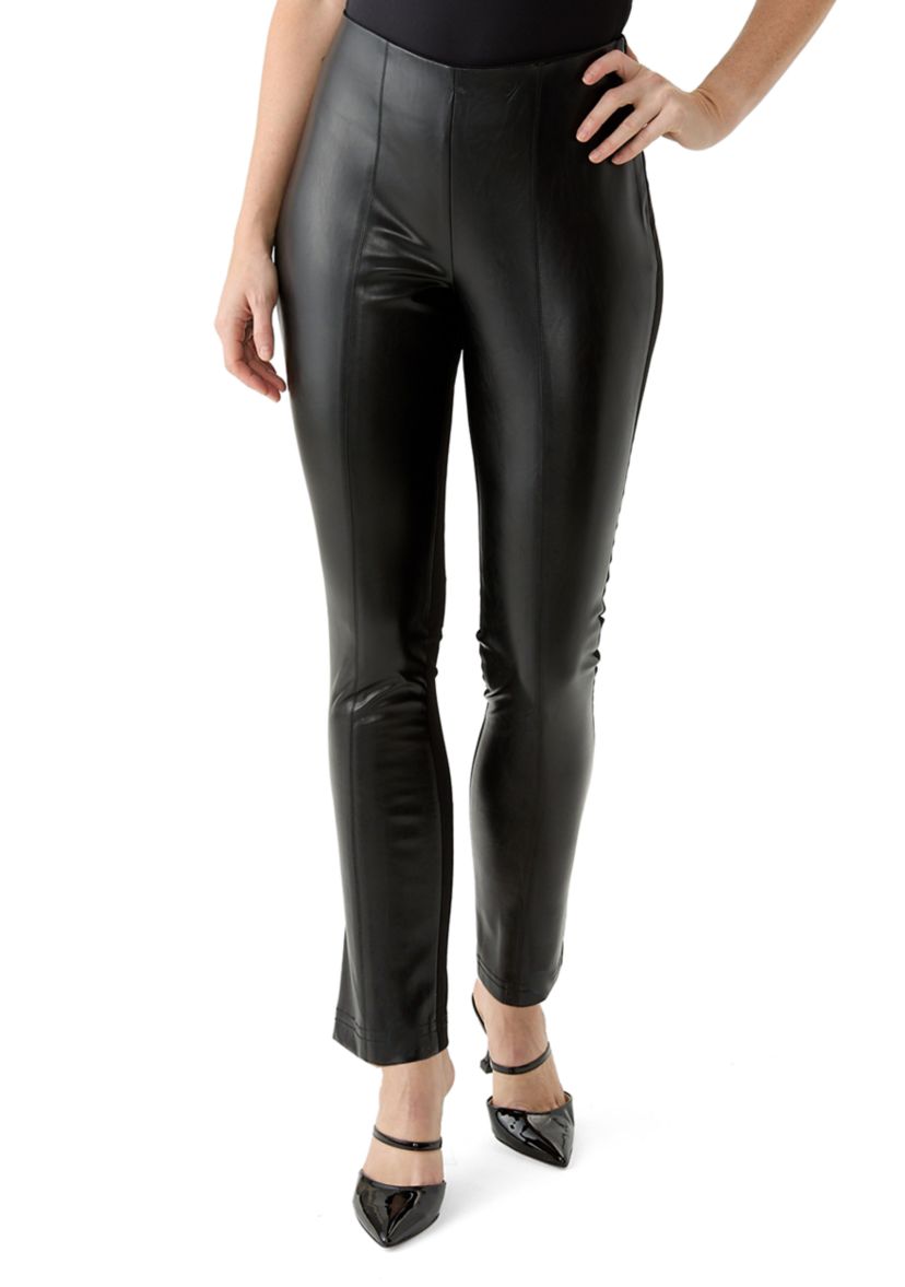 Womens Vegan Leather Ponte Pants 