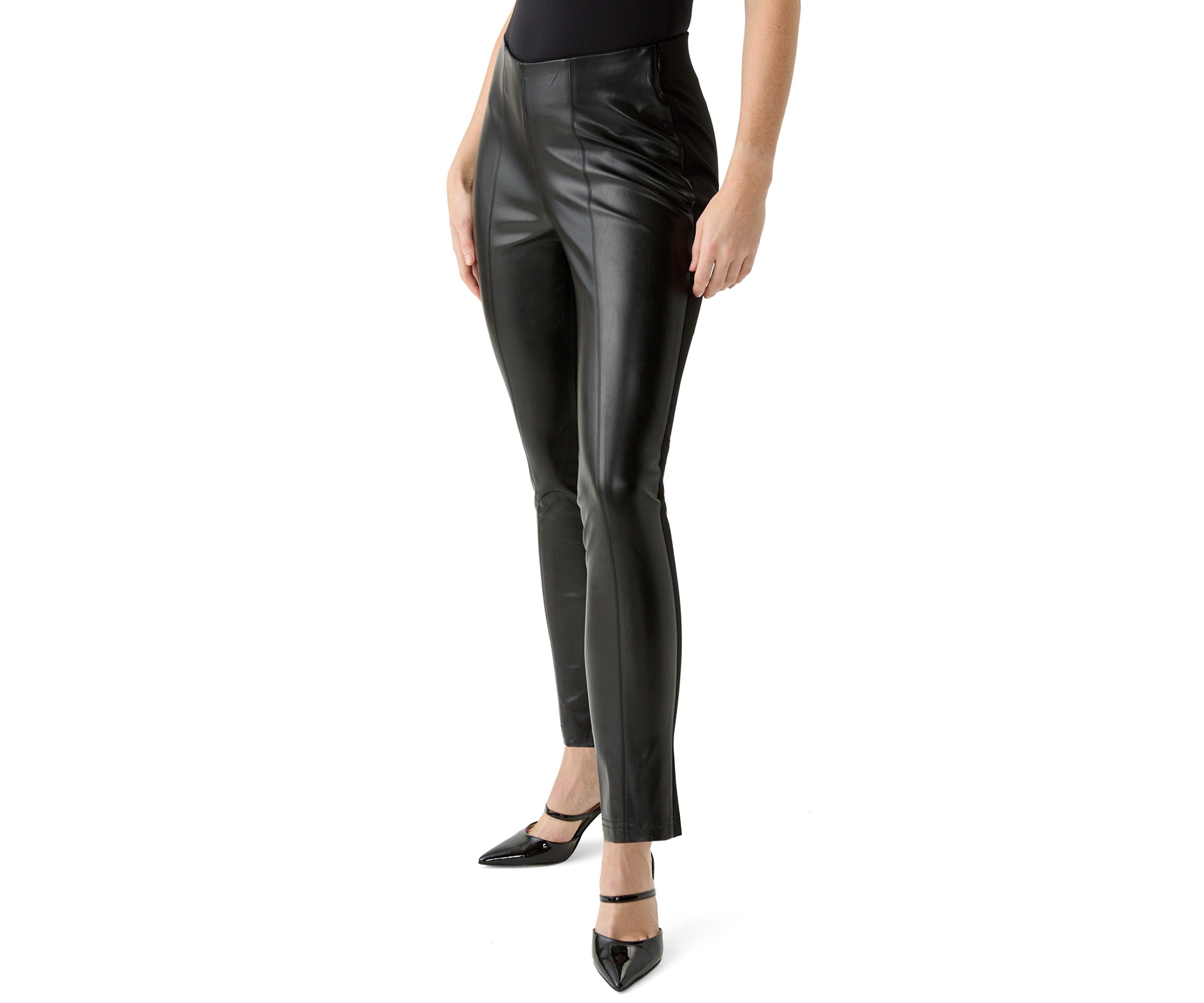 Womens Vegan Leather Ponte Pants 