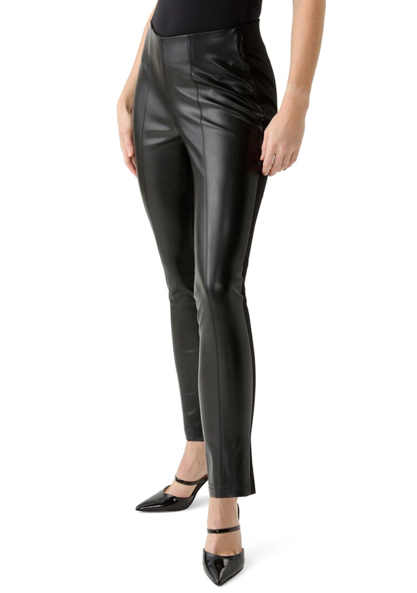 Womens Vegan Leather Ponte Pants 