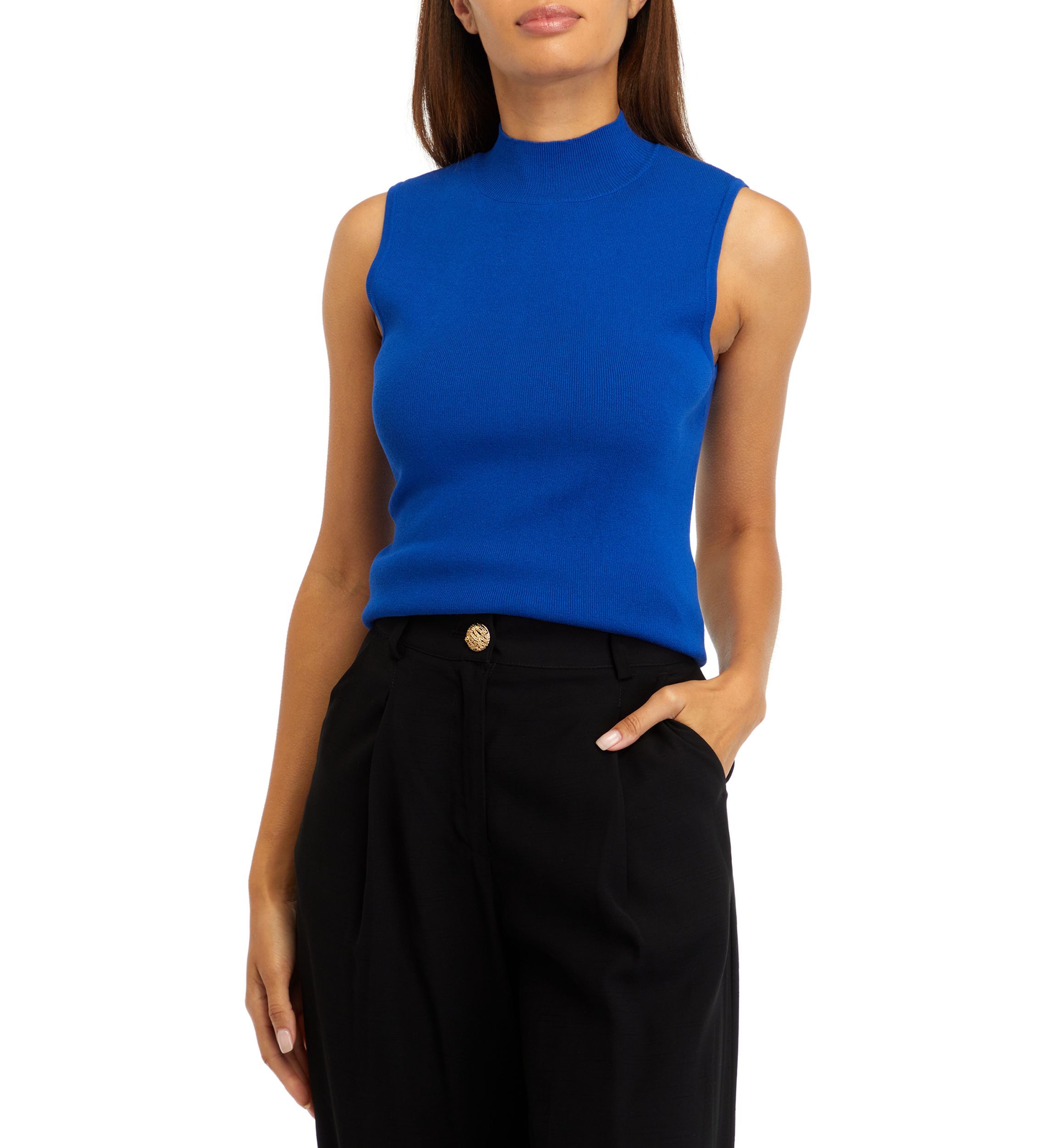 Womens Sleeveless Mock Neck Top