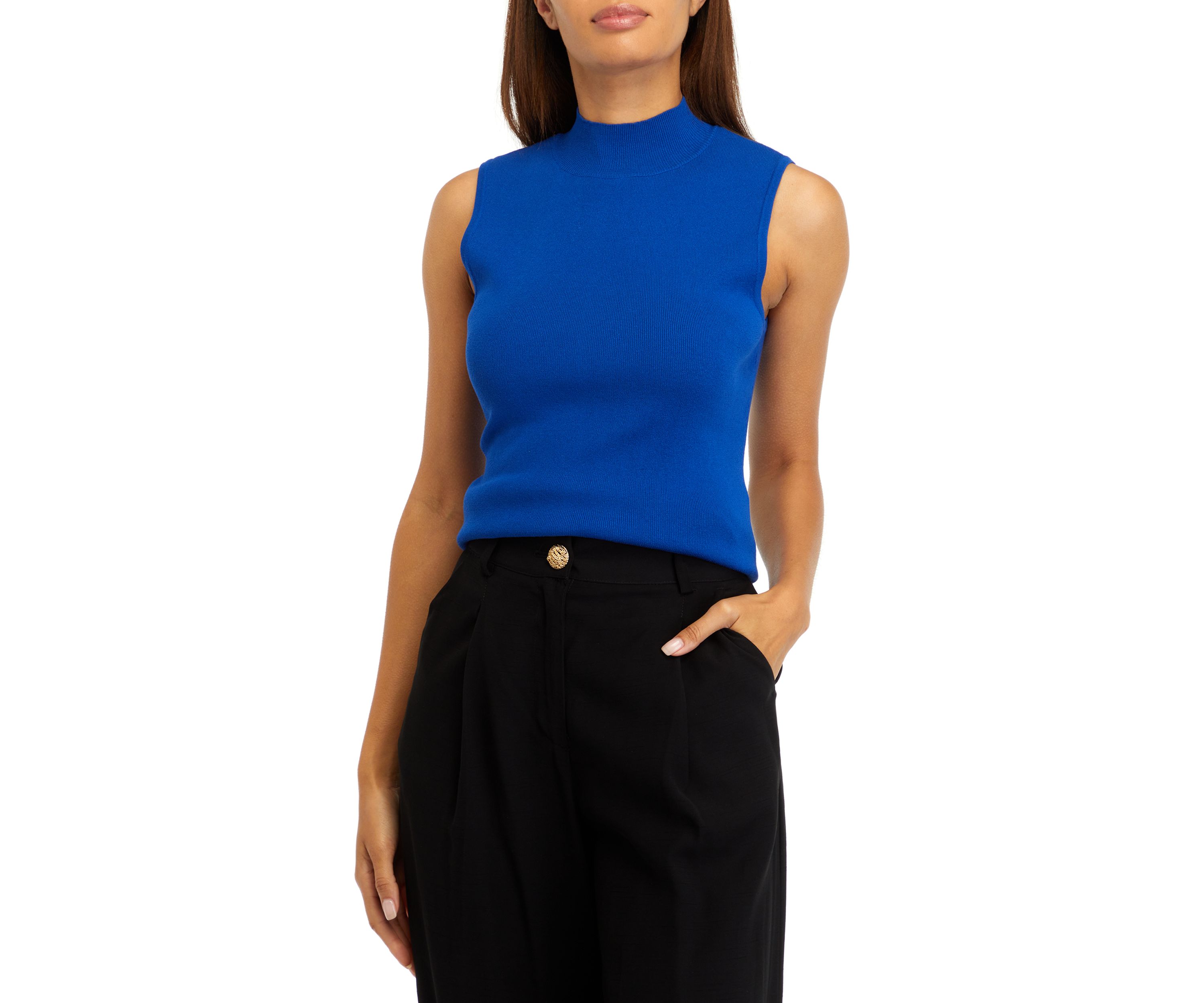 Womens Sleeveless Mock Neck Top