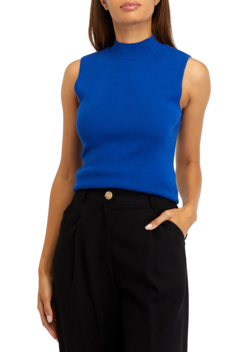 Womens Sleeveless Mock Neck Top
