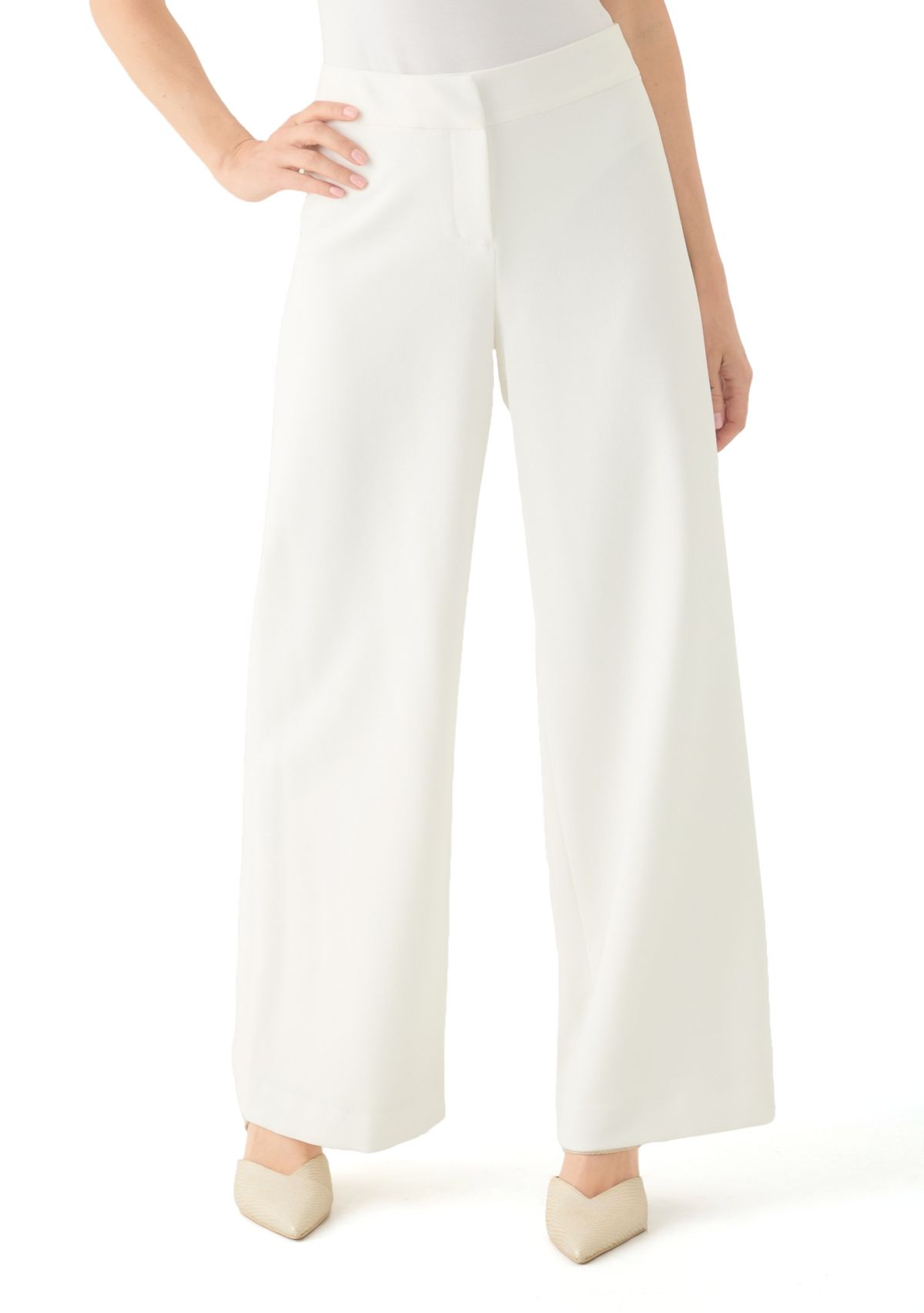 Petite Wide Leg Crepe Pants