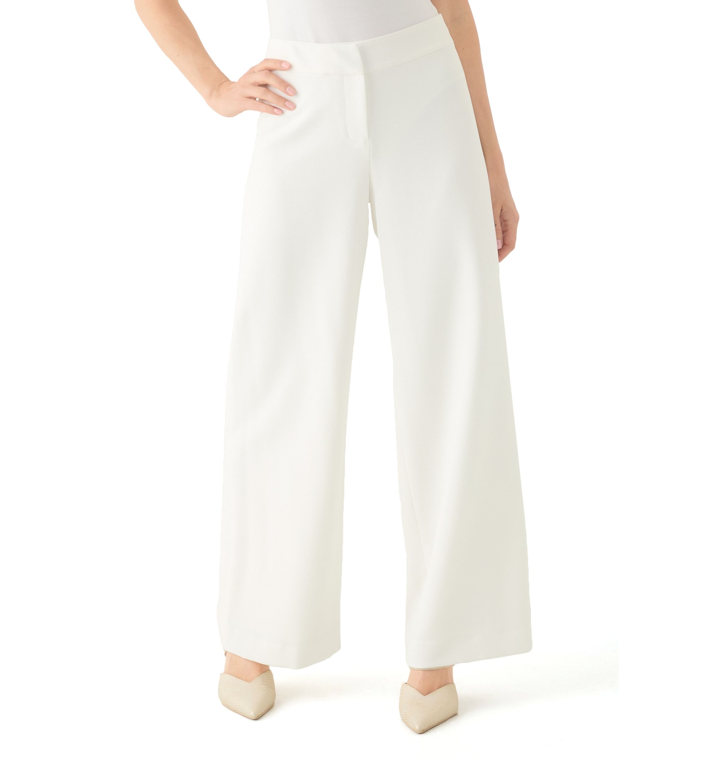 Petite Wide Leg Crepe Pants