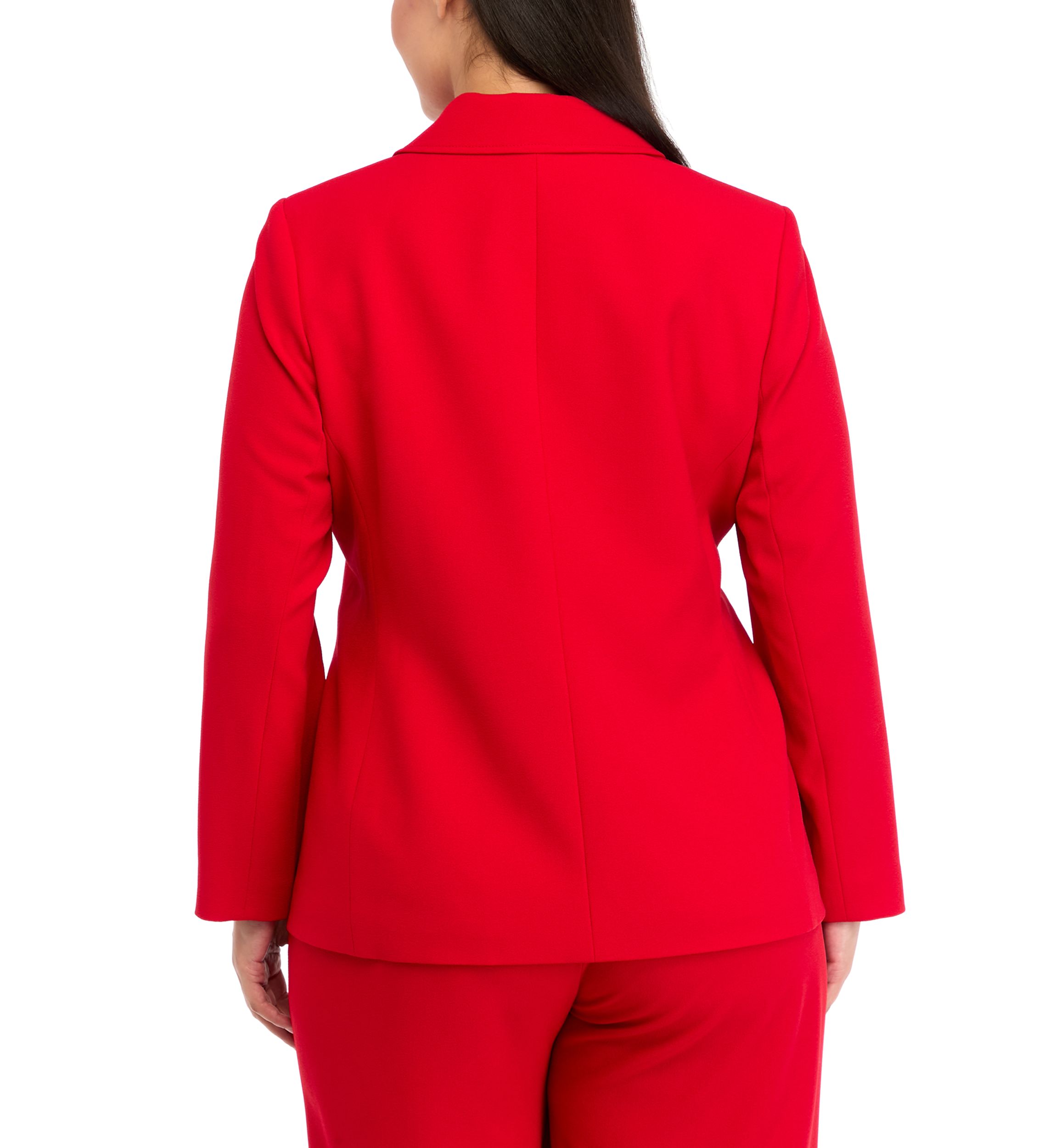 Plus Size Crepe One Button Jacket 