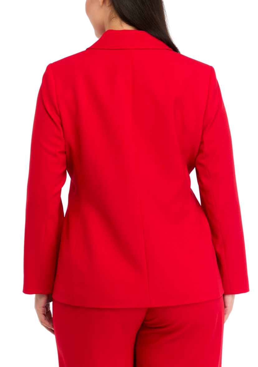 Plus Size Crepe One Button Jacket 