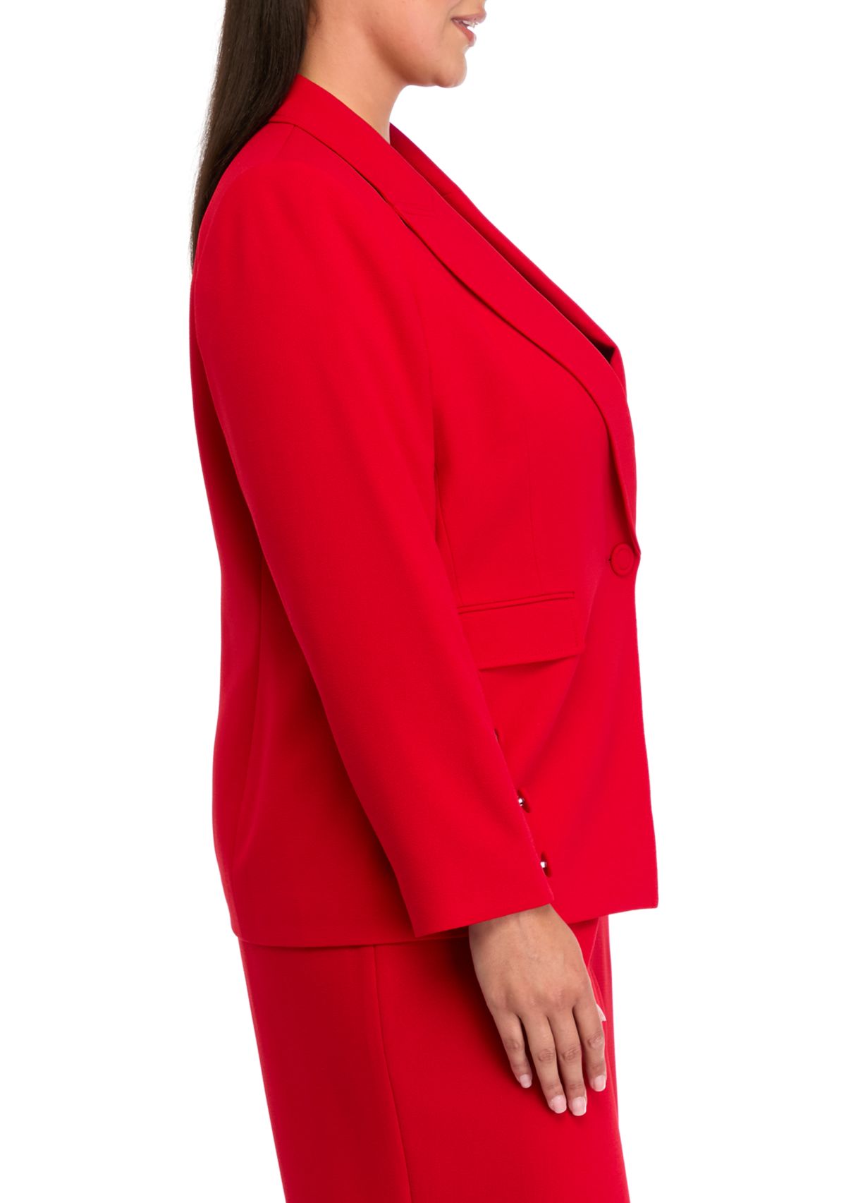 Plus Size Crepe One Button Jacket 