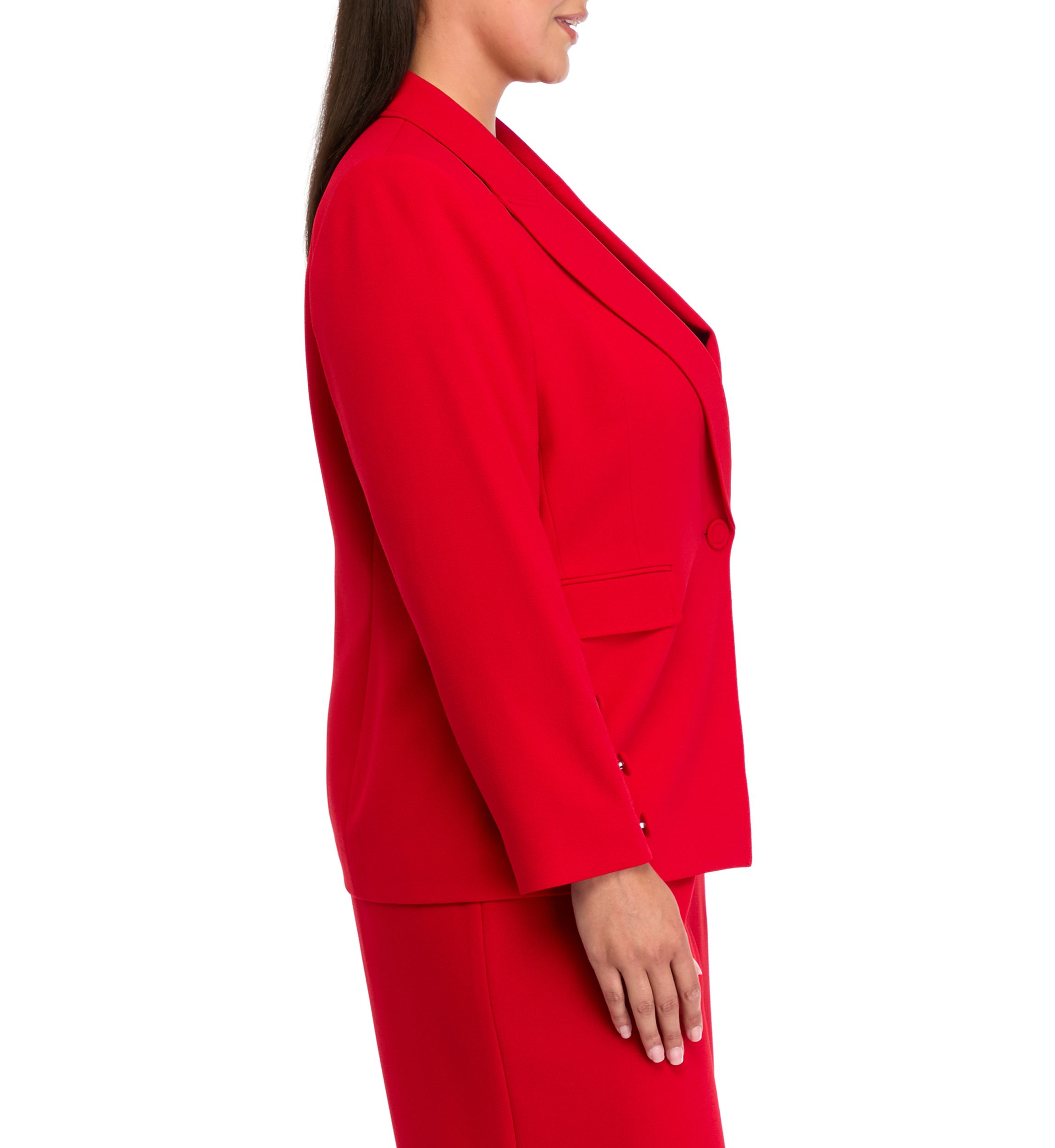 Plus Size Crepe One Button Jacket 