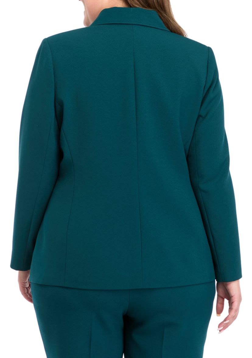 Plus Size Notch Lapel One Button Jacket 