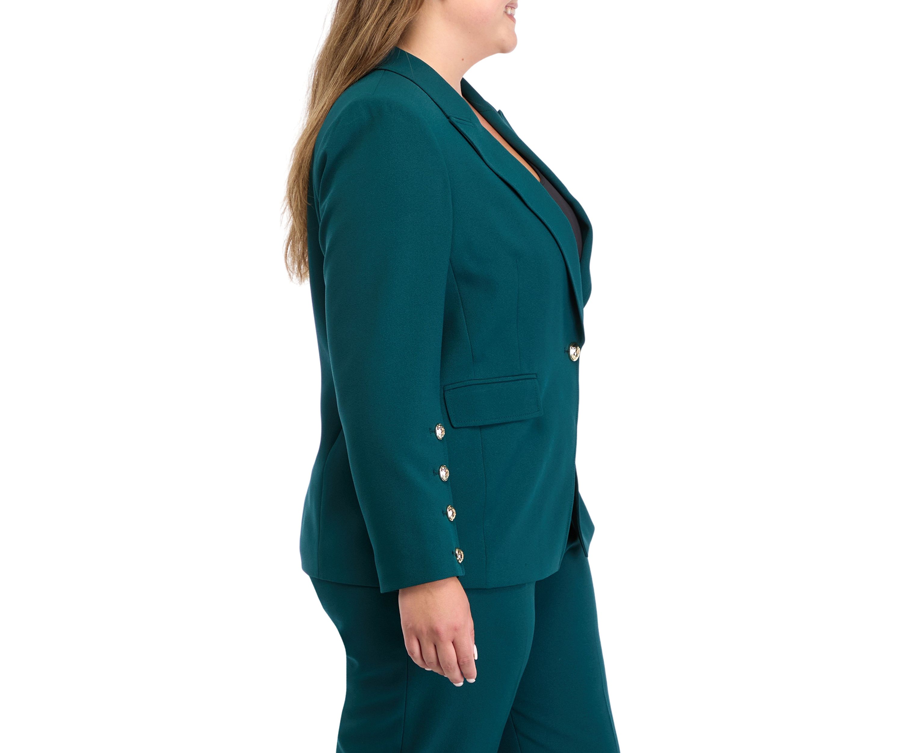 Plus Size Notch Lapel One Button Jacket 
