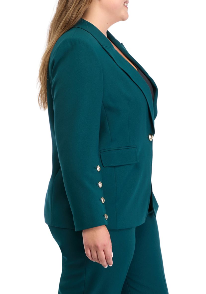 Plus Size Notch Lapel One Button Jacket 