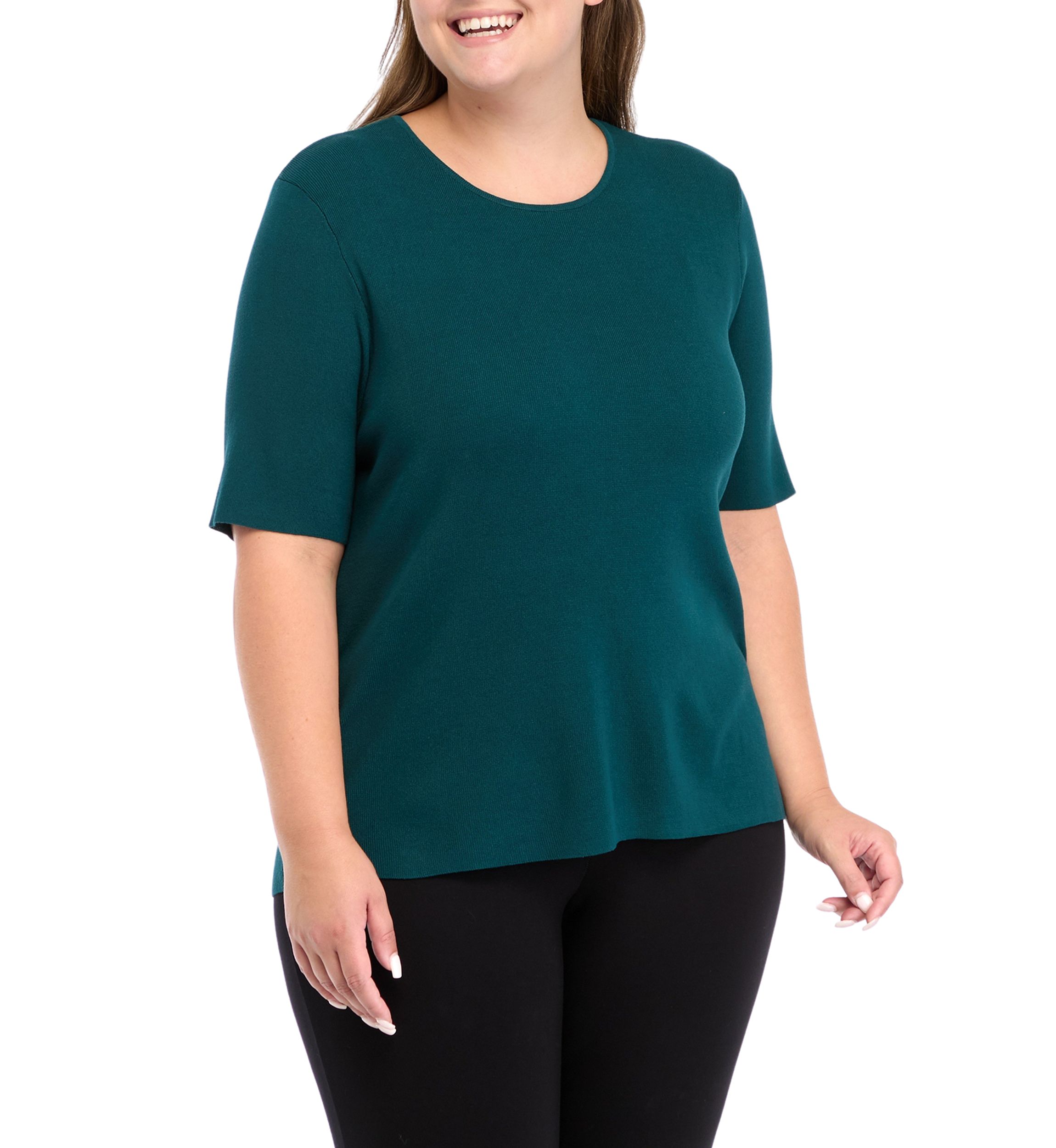 Plus Size Elbow Sleeve Knit Top 