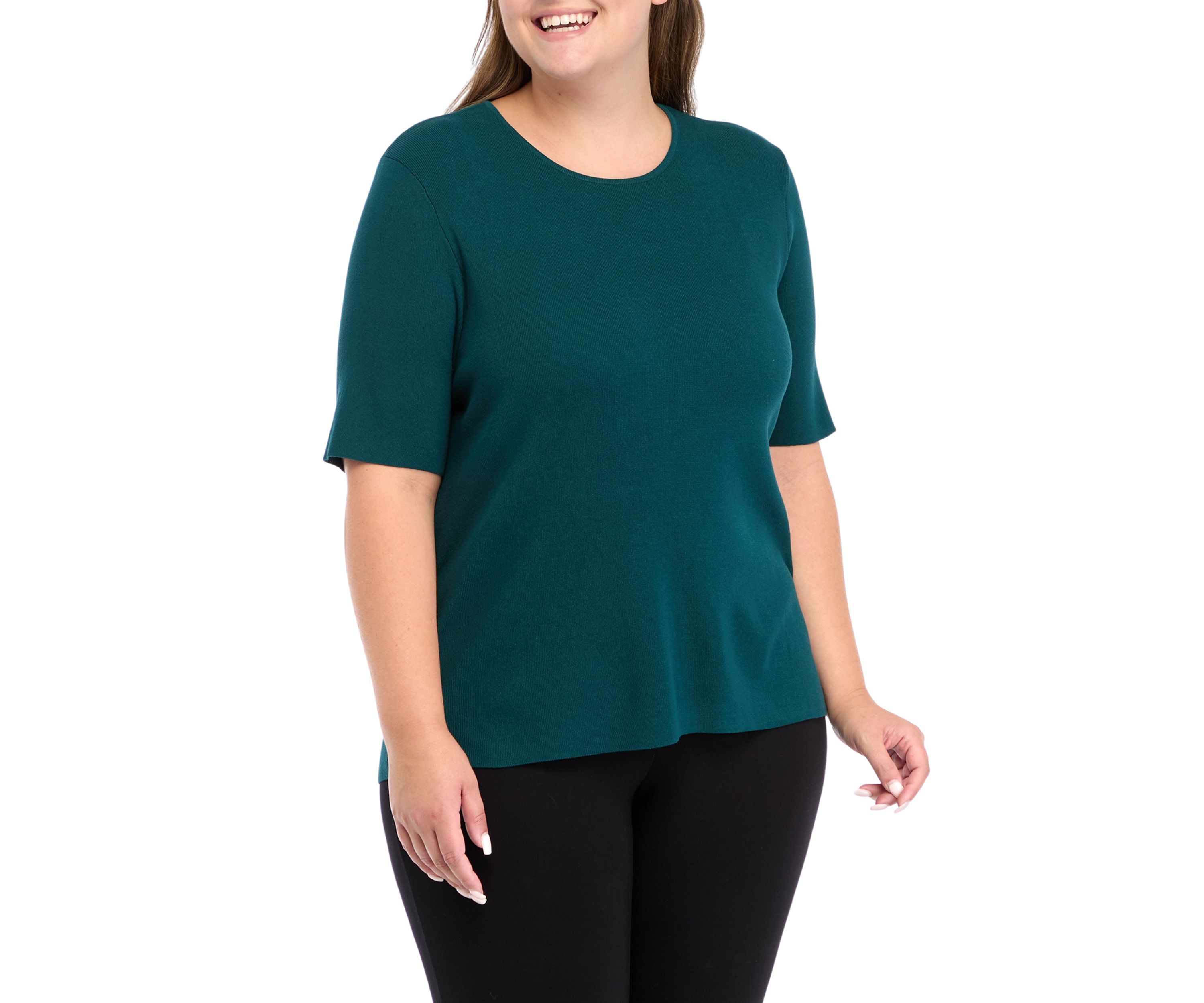 Plus Size Elbow Sleeve Knit Top 