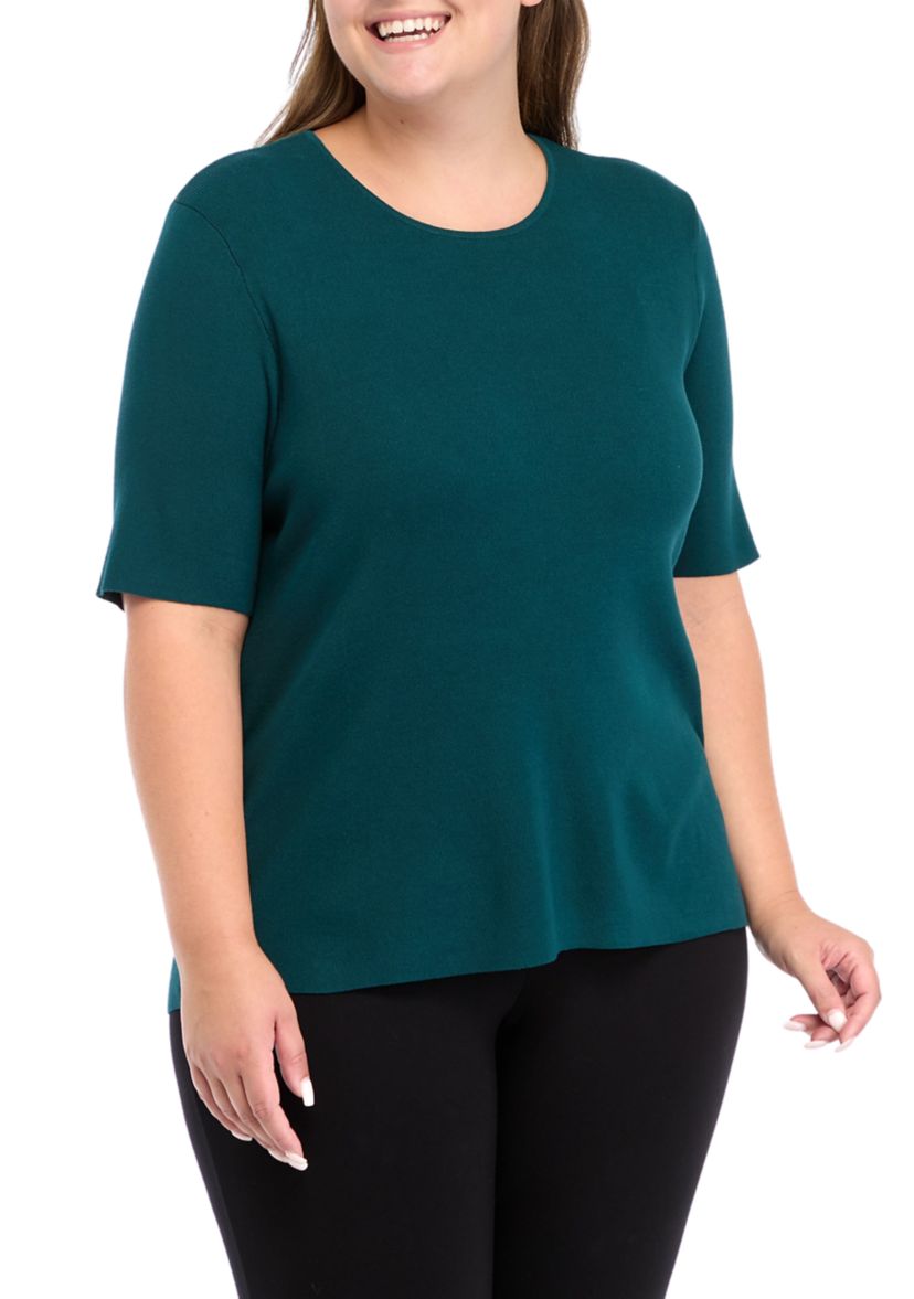 Plus Size Elbow Sleeve Knit Top 