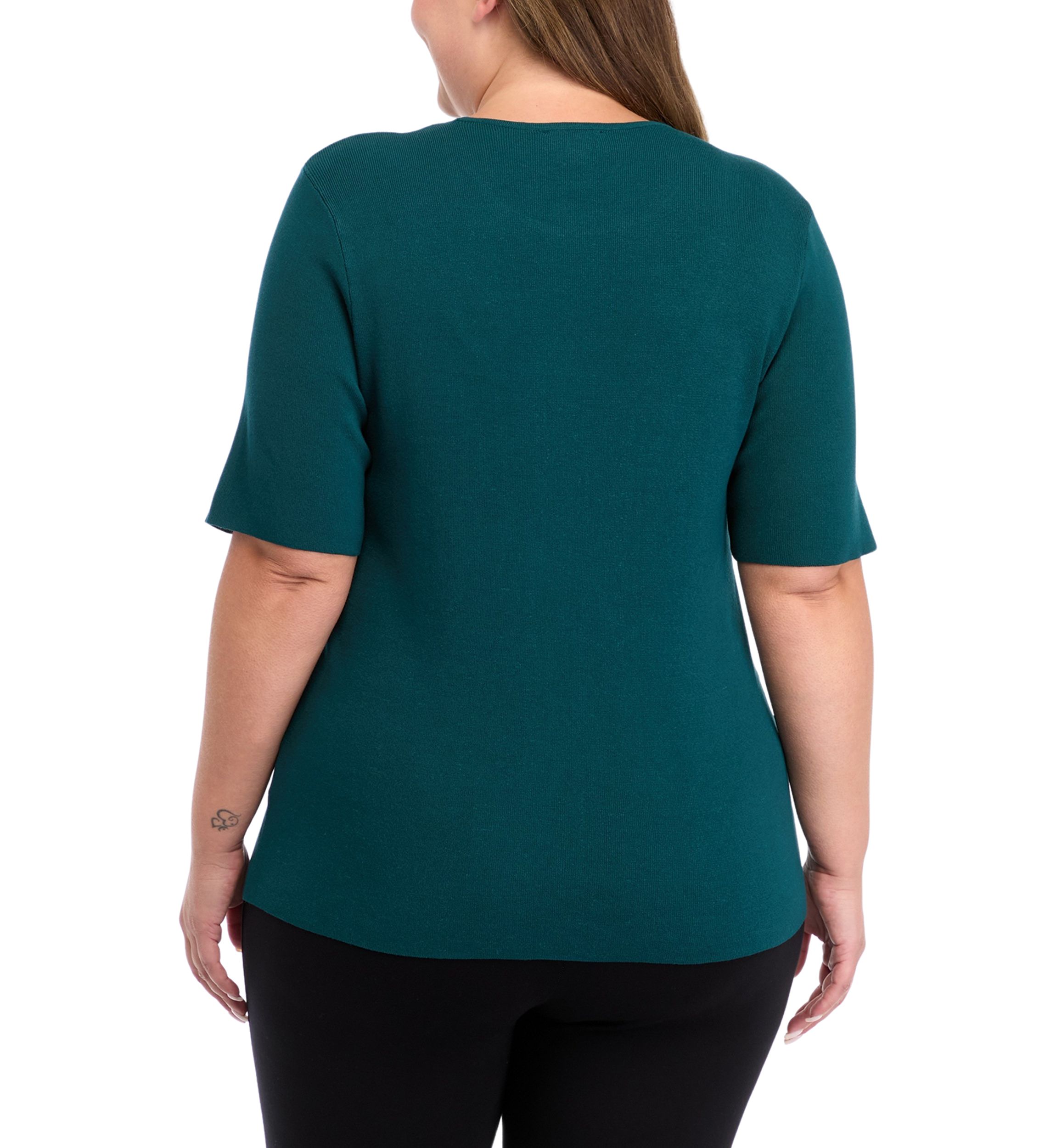 Plus Size Elbow Sleeve Knit Top 