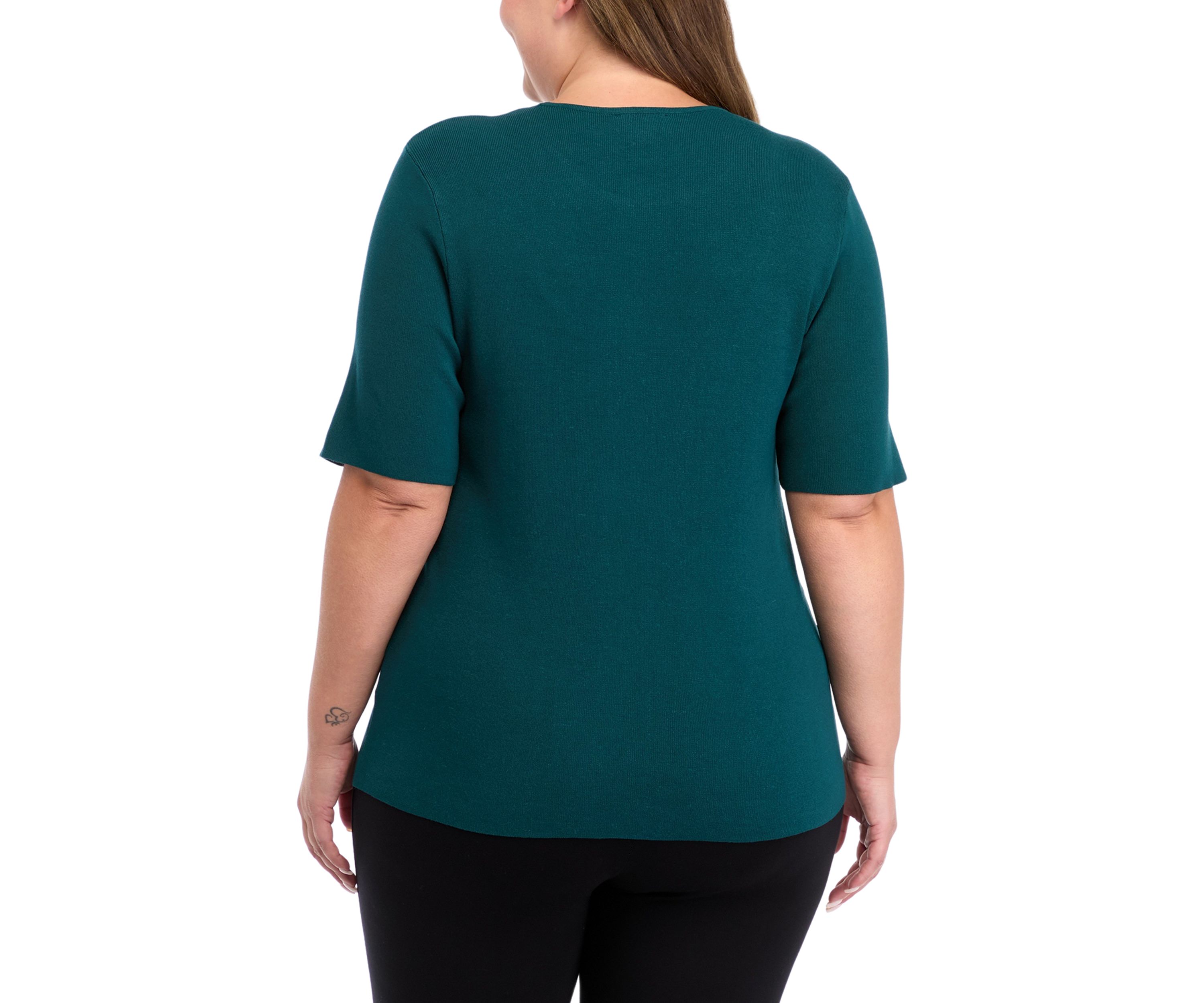 Plus Size Elbow Sleeve Knit Top 