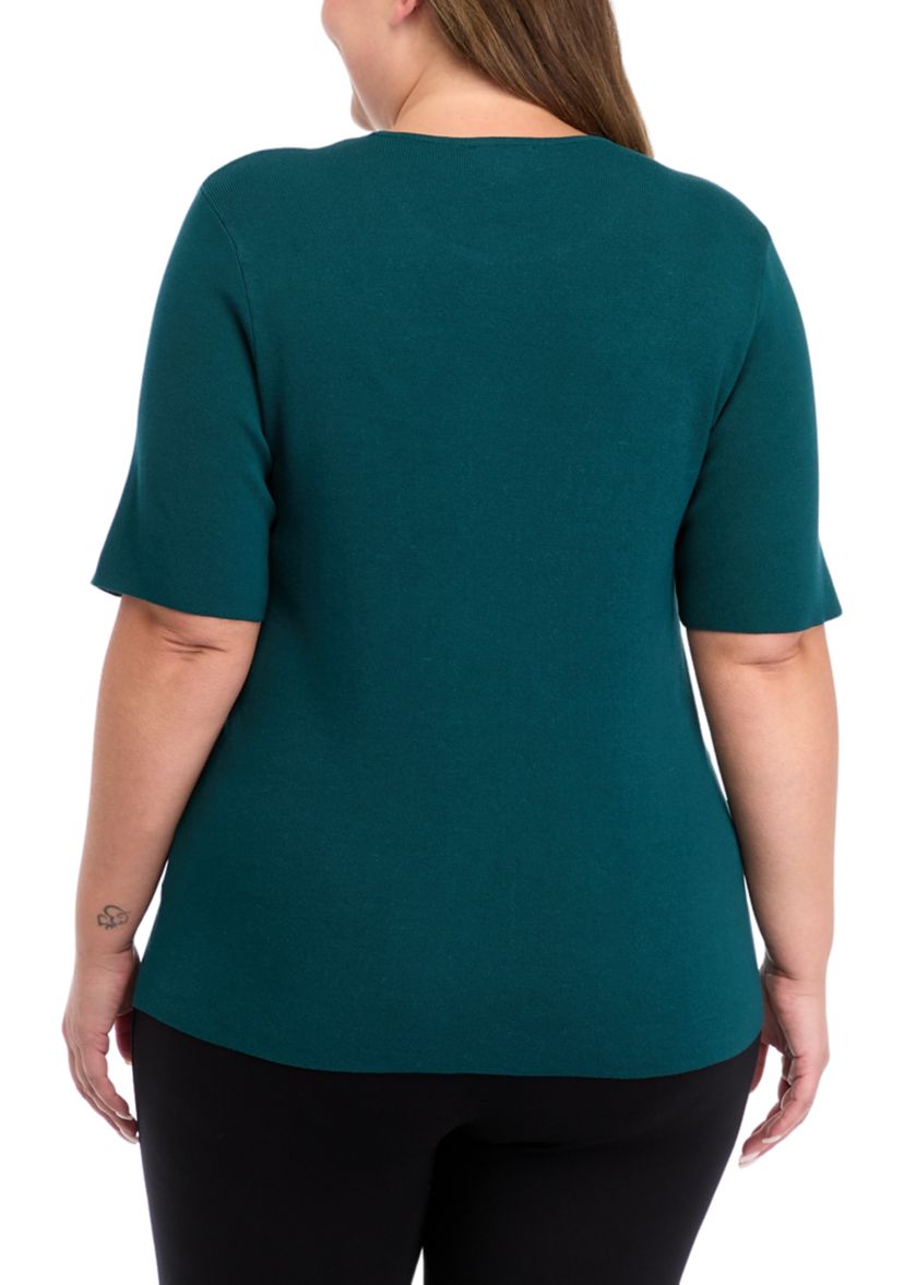 Plus Size Elbow Sleeve Knit Top 