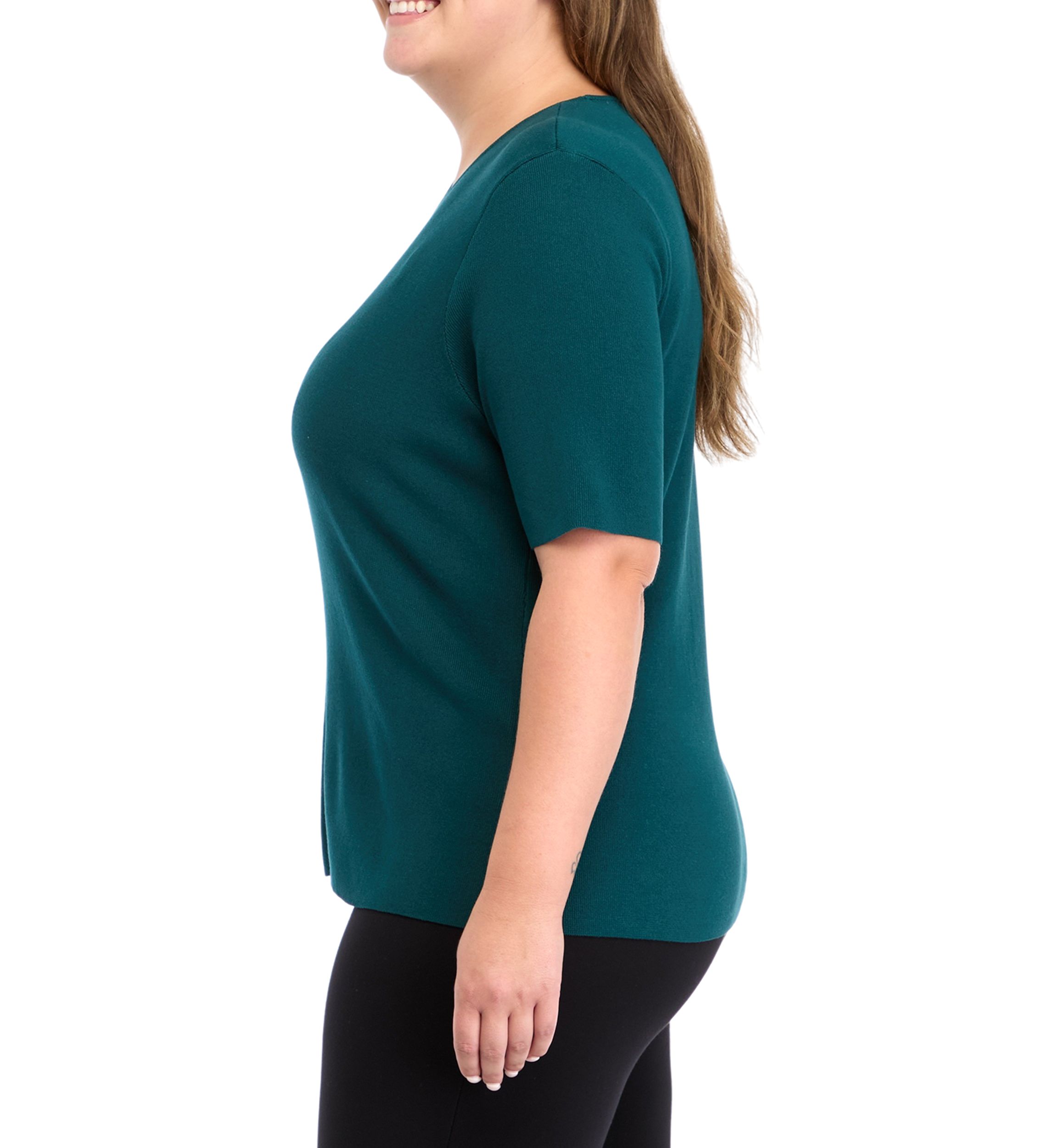 Plus Size Elbow Sleeve Knit Top 