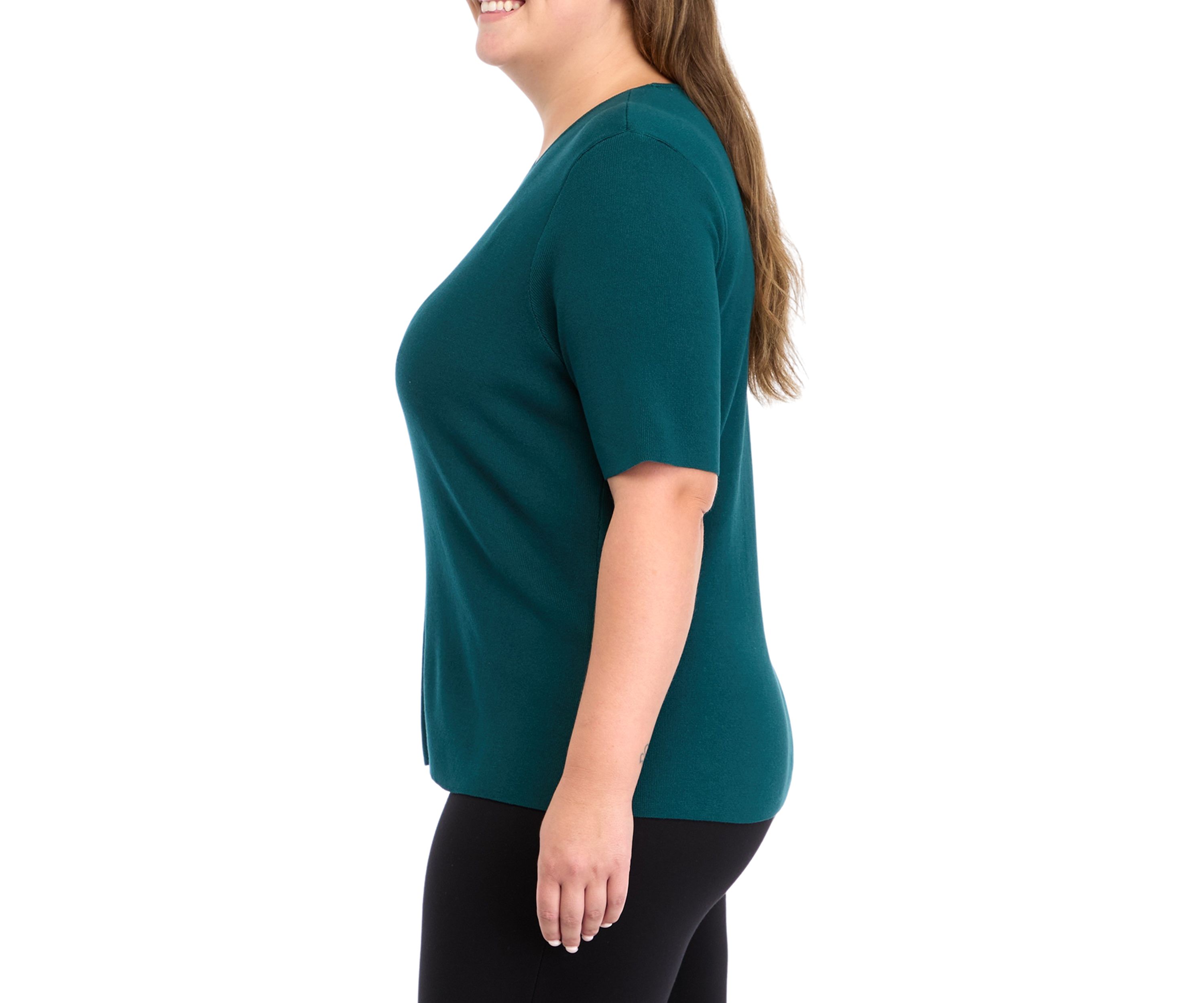 Plus Size Elbow Sleeve Knit Top 
