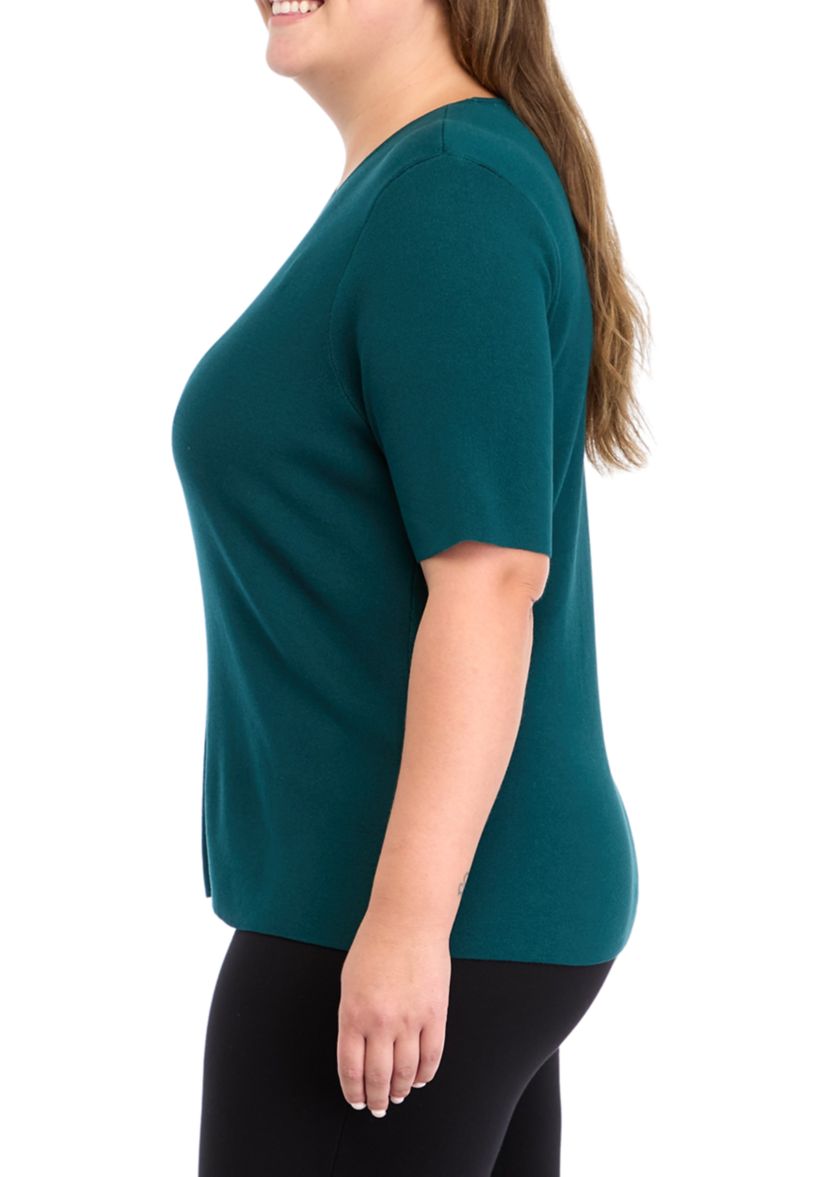 Plus Size Elbow Sleeve Knit Top 