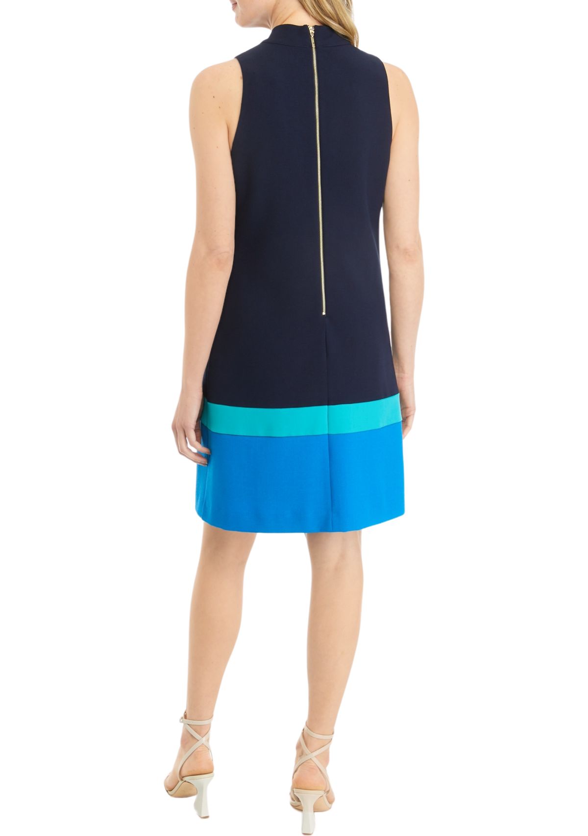 Womens Color Blocked Stripe A-Line Dress