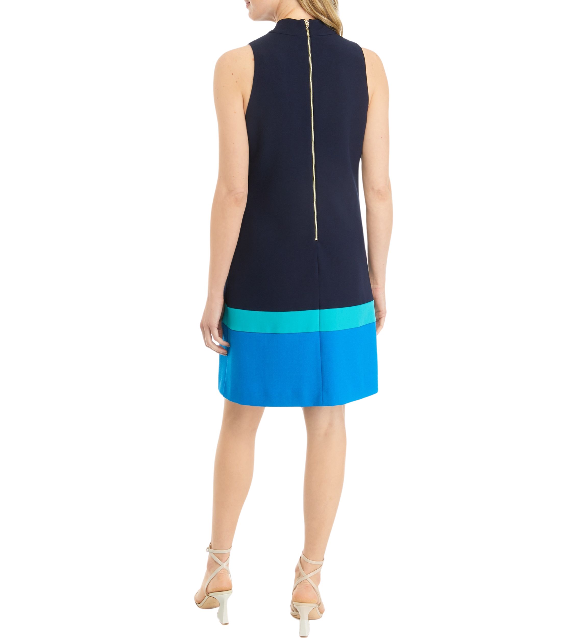 Womens Color Blocked Stripe A-Line Dress