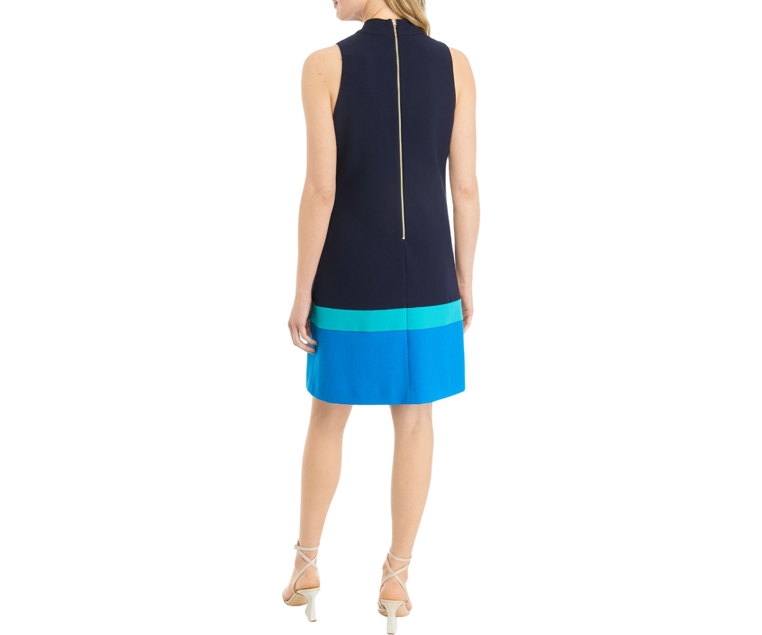 Womens Color Blocked Stripe A-Line Dress