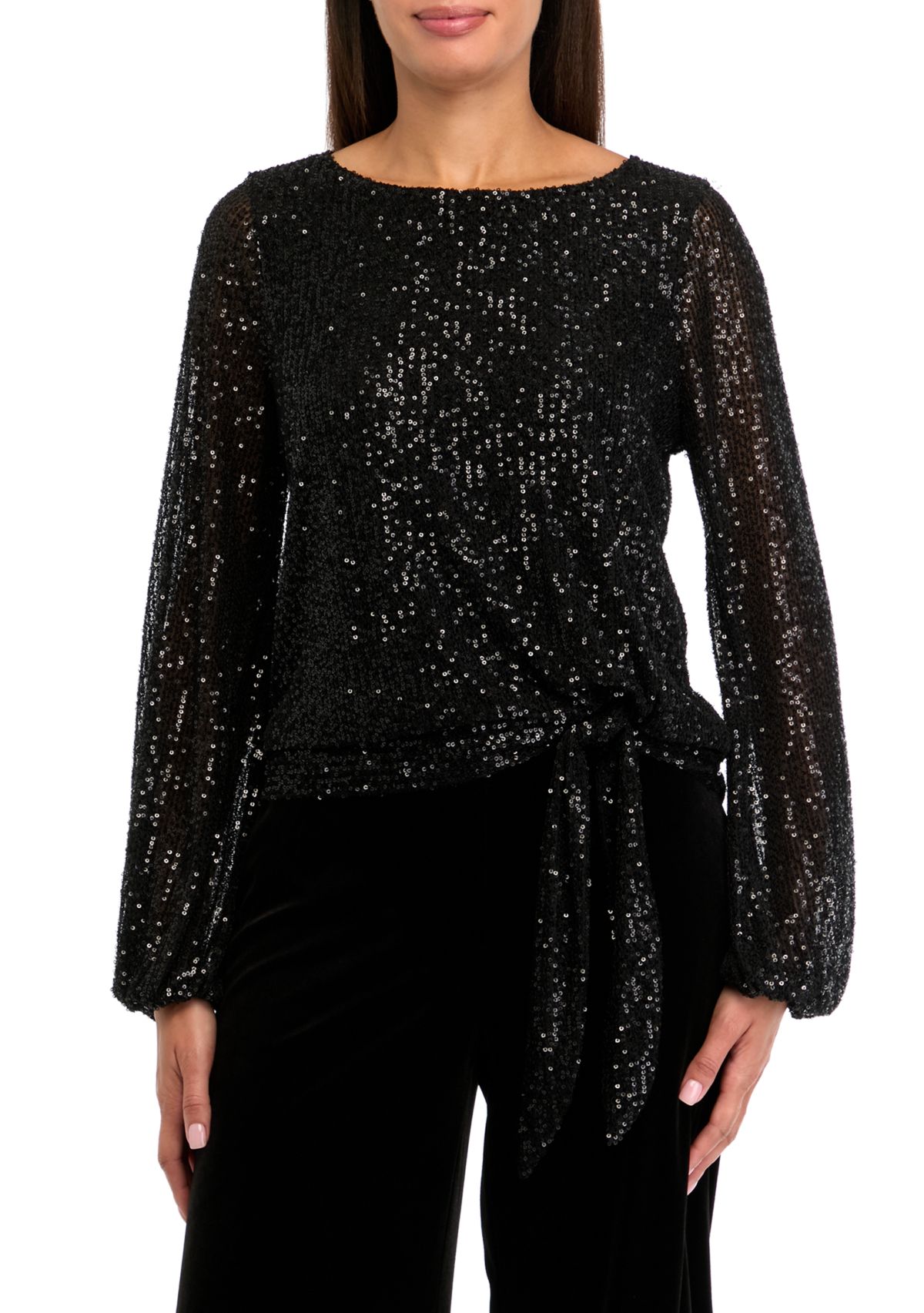 Womens Long Sleeve Sequin Top