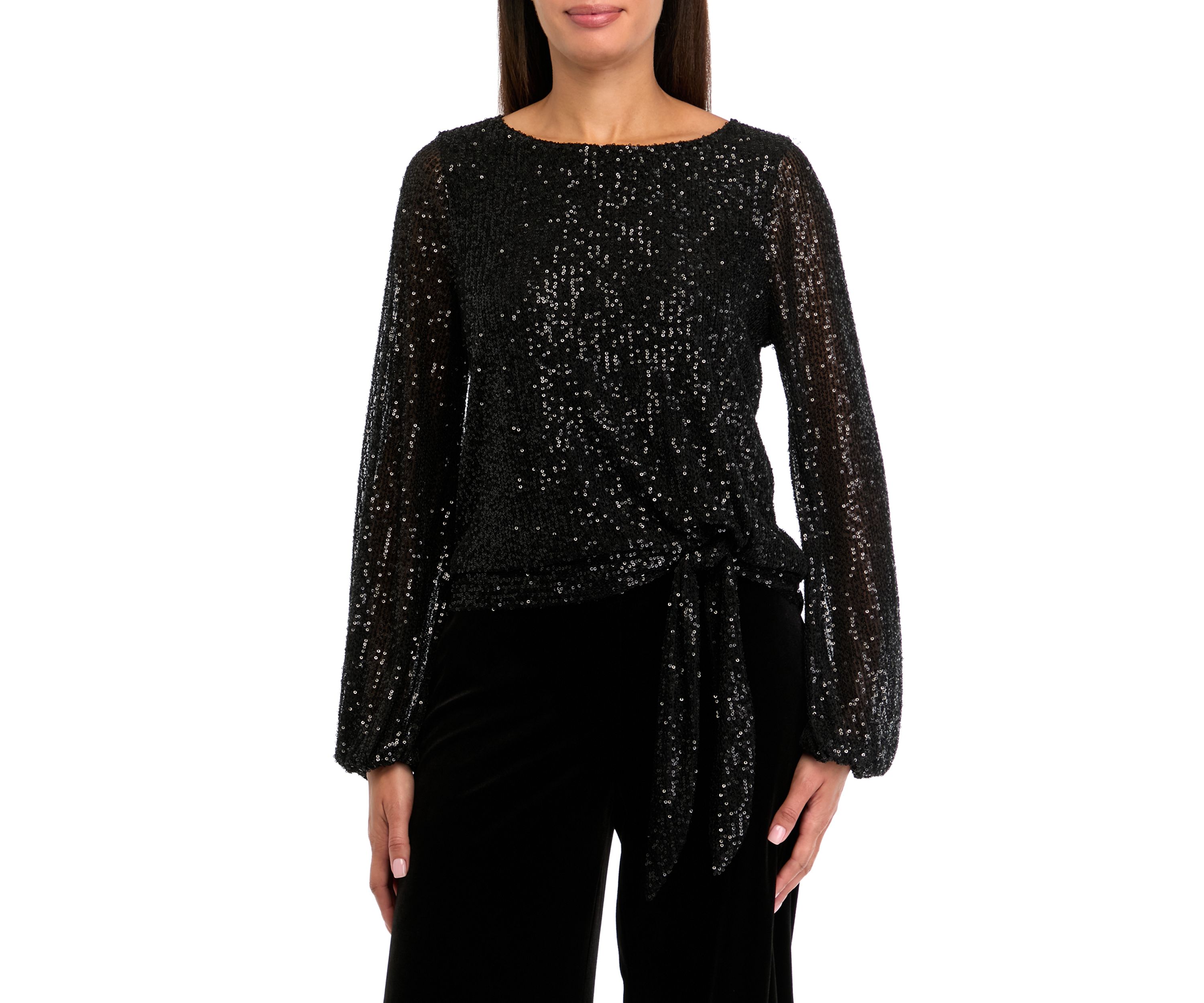 Womens Long Sleeve Sequin Top