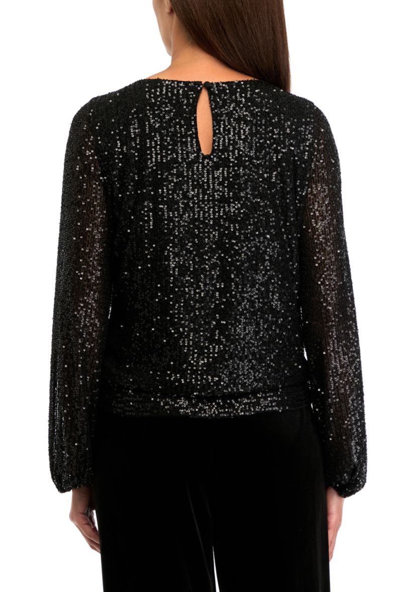 Womens Long Sleeve Sequin Top