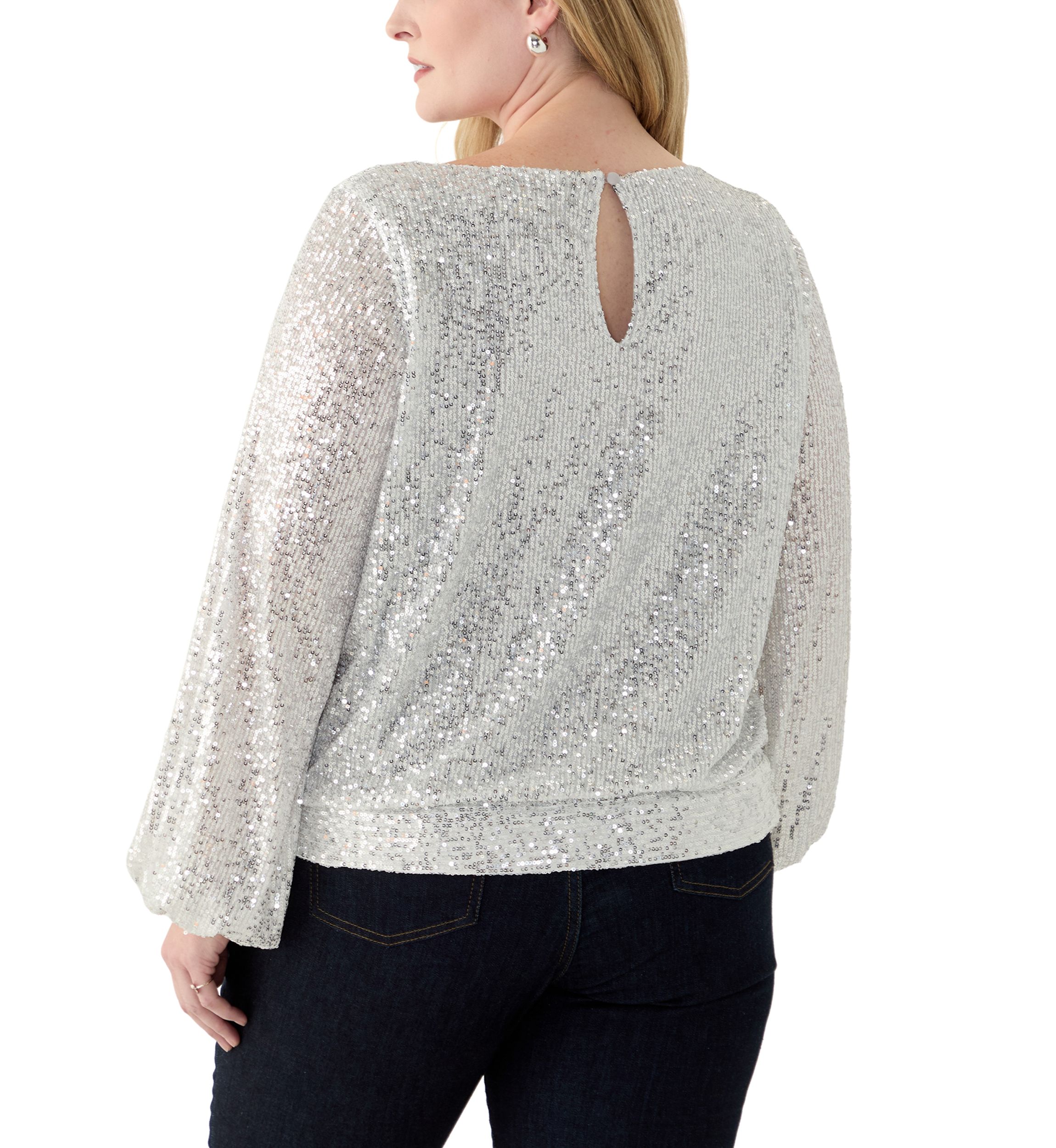 Plus Size Long Sleeve Sequin Top