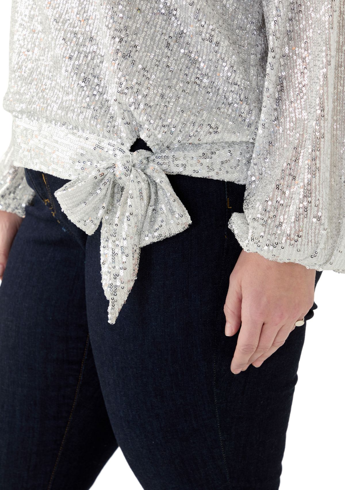 Plus Size Long Sleeve Sequin Top