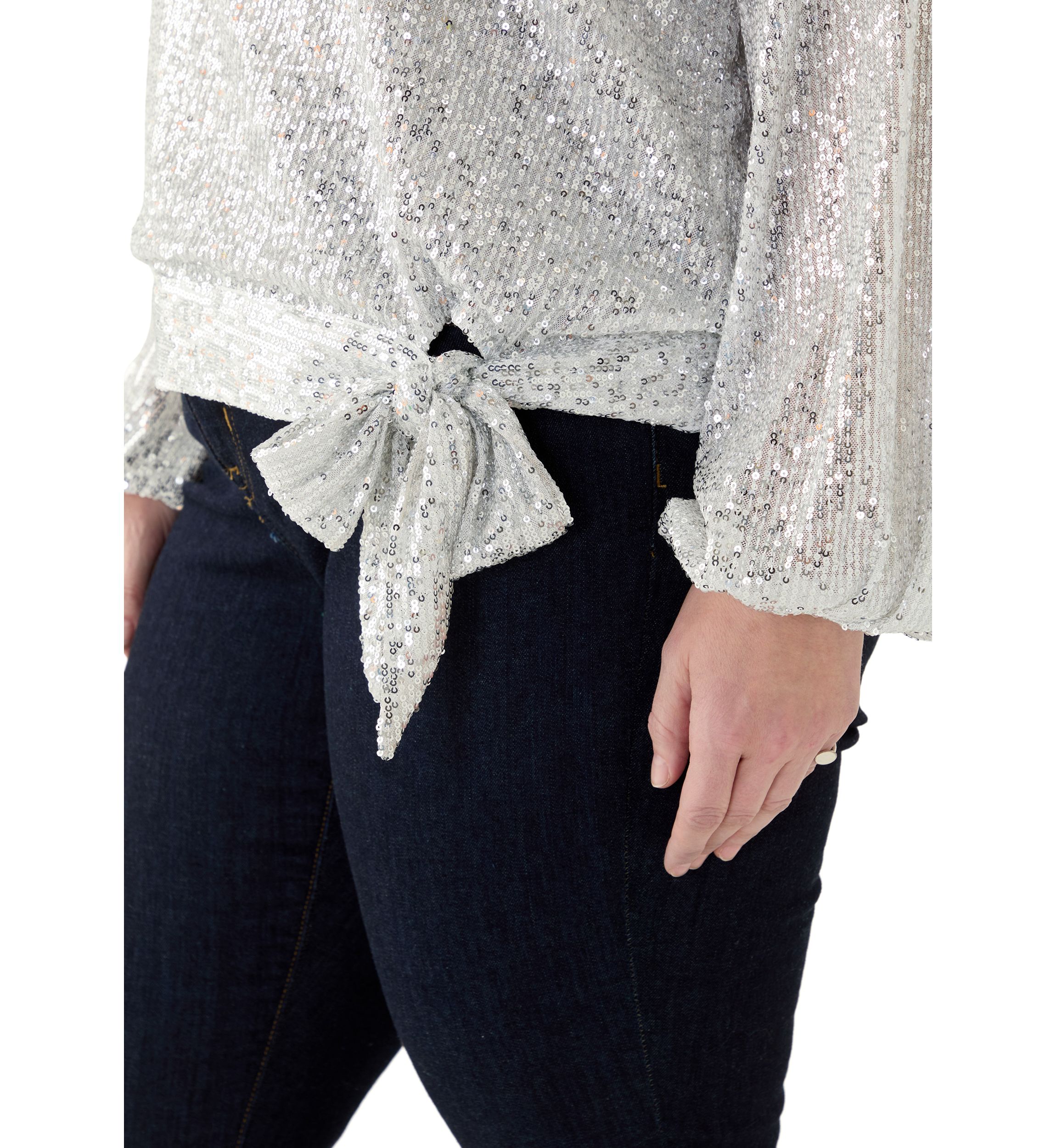 Plus Size Long Sleeve Sequin Top