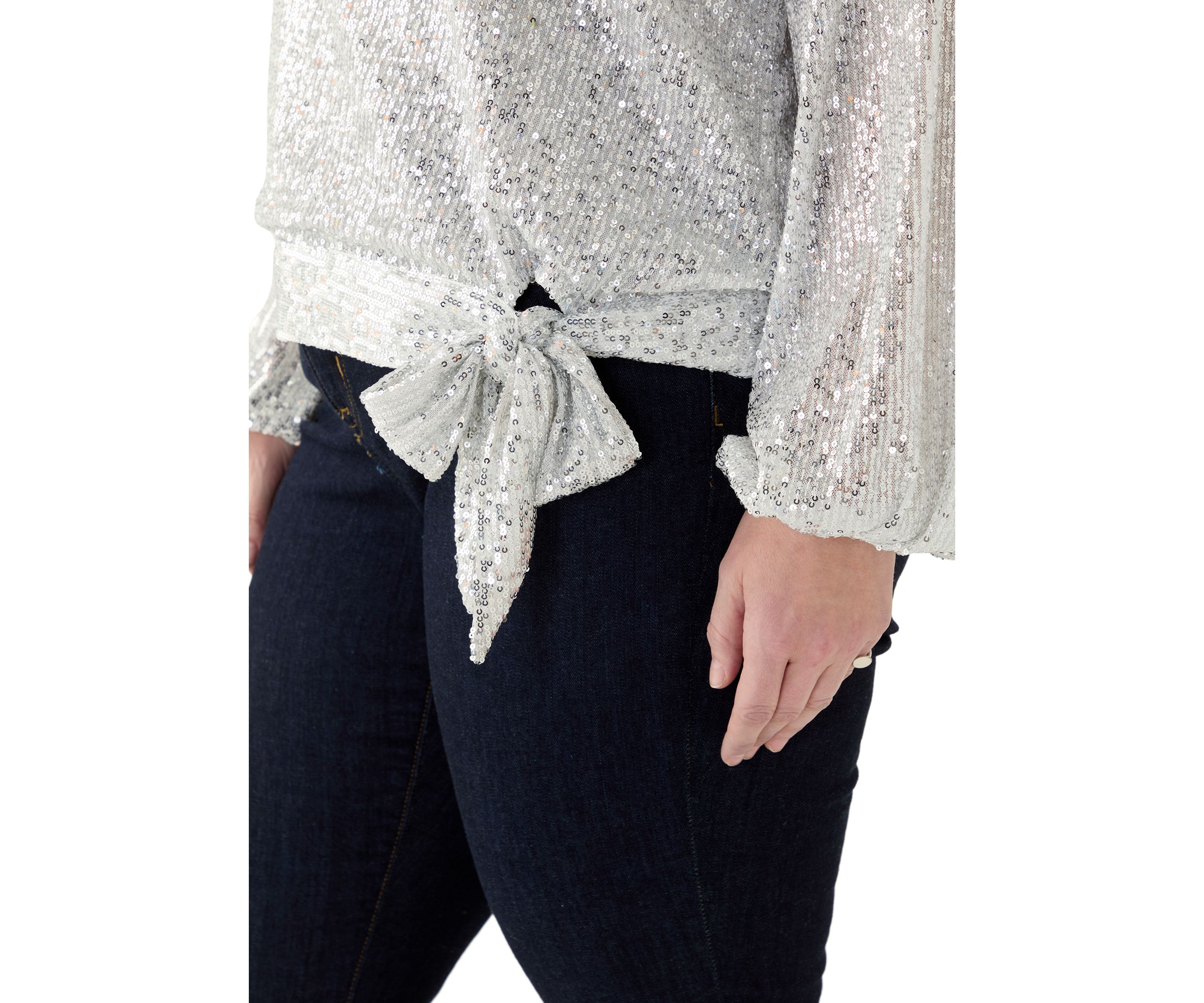 Plus Size Long Sleeve Sequin Top