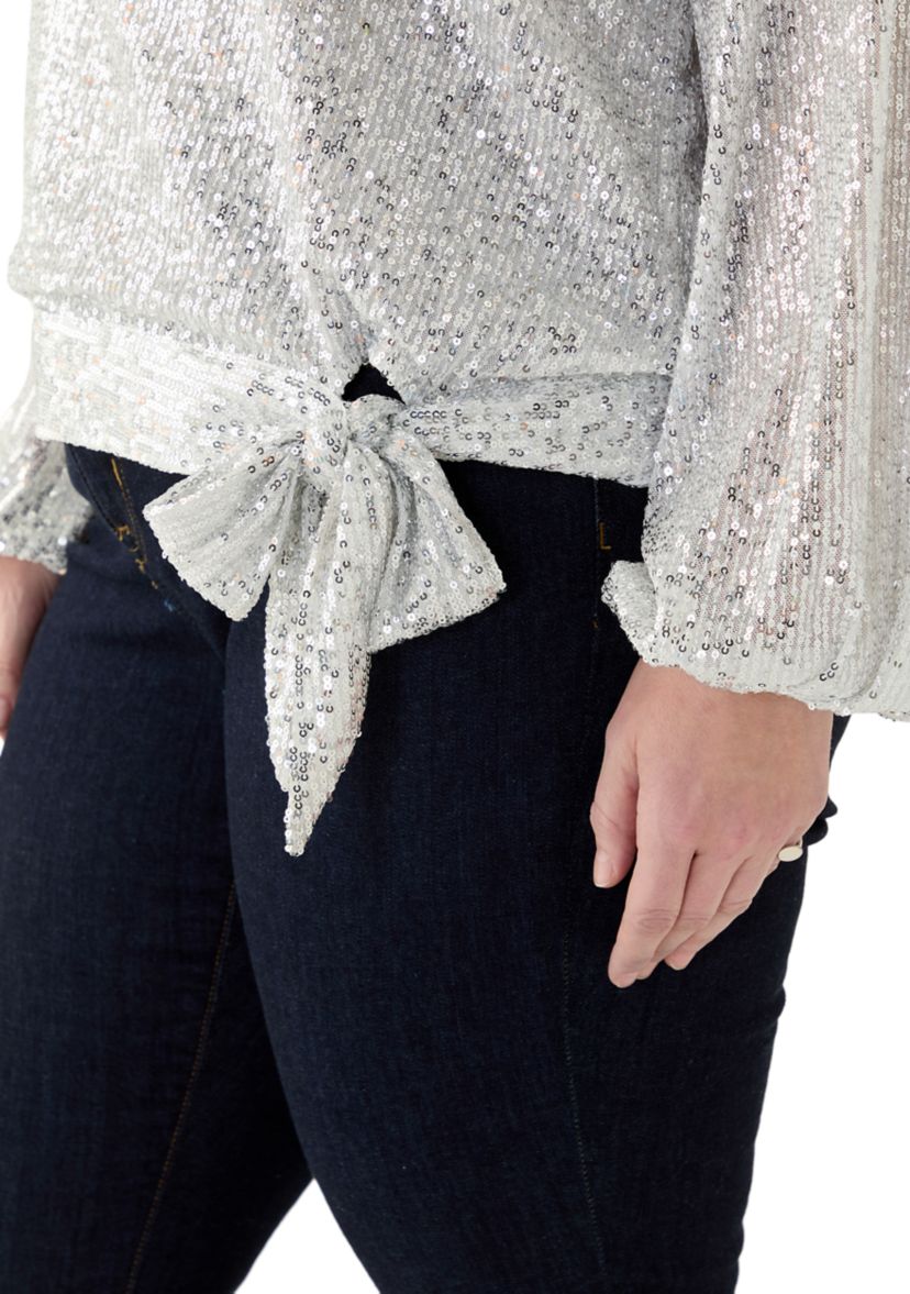 Plus Size Long Sleeve Sequin Top