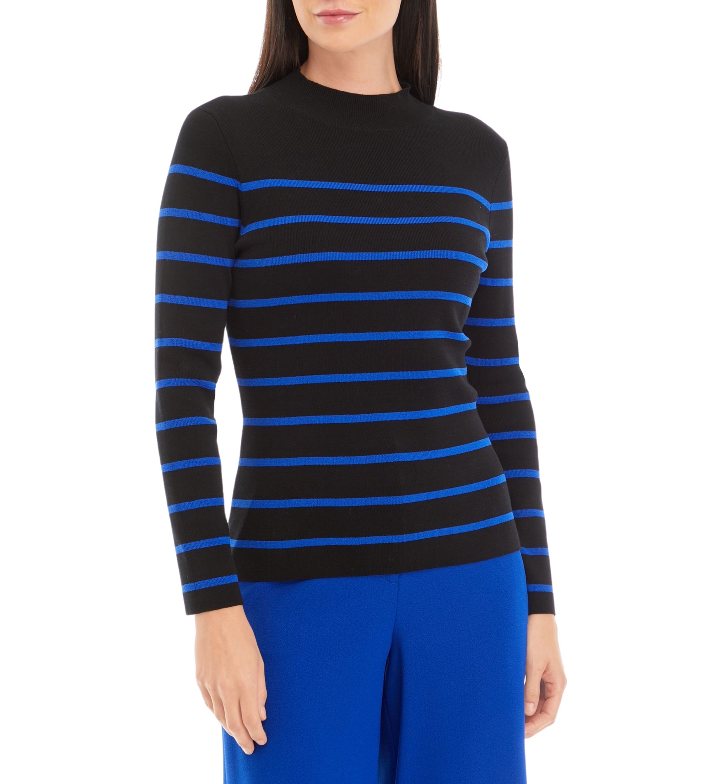 Womens Mock Neck Stripe Top