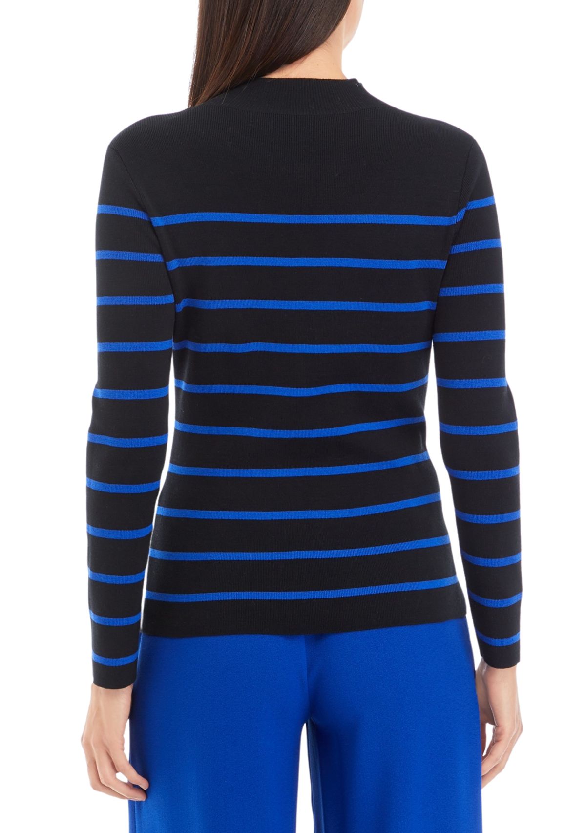 Womens Mock Neck Stripe Top
