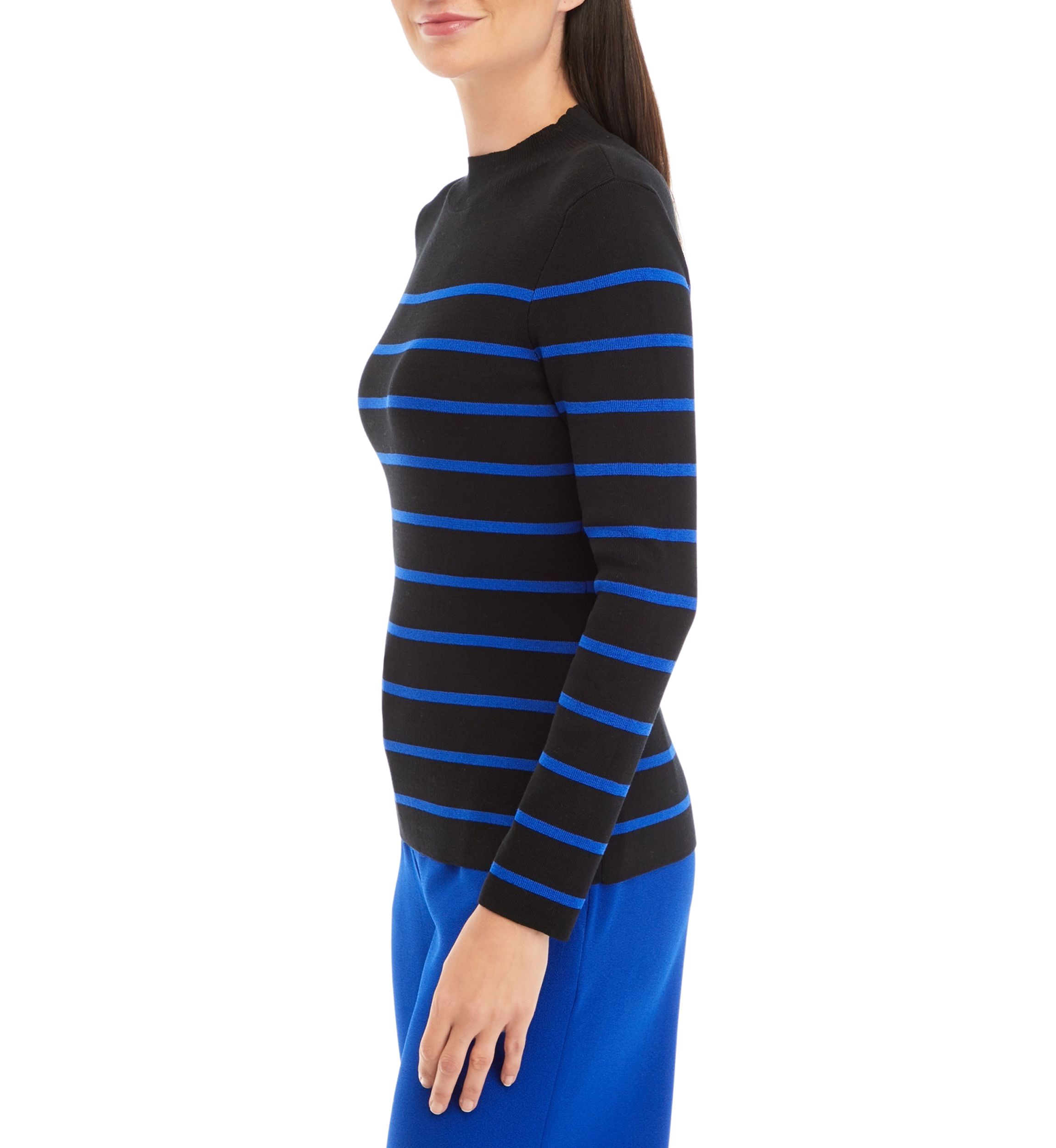 Womens Mock Neck Stripe Top