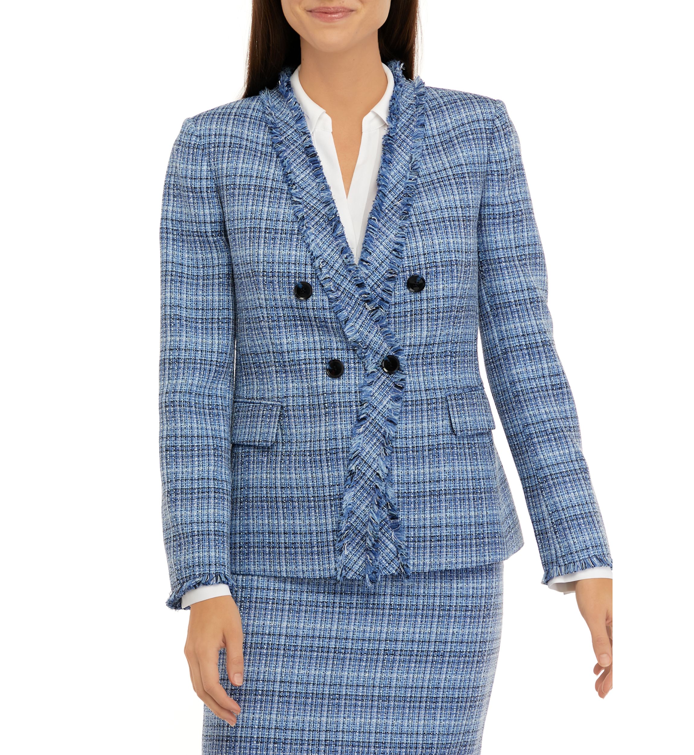 Womens Long Sleeve Boucle Cropped Jacket