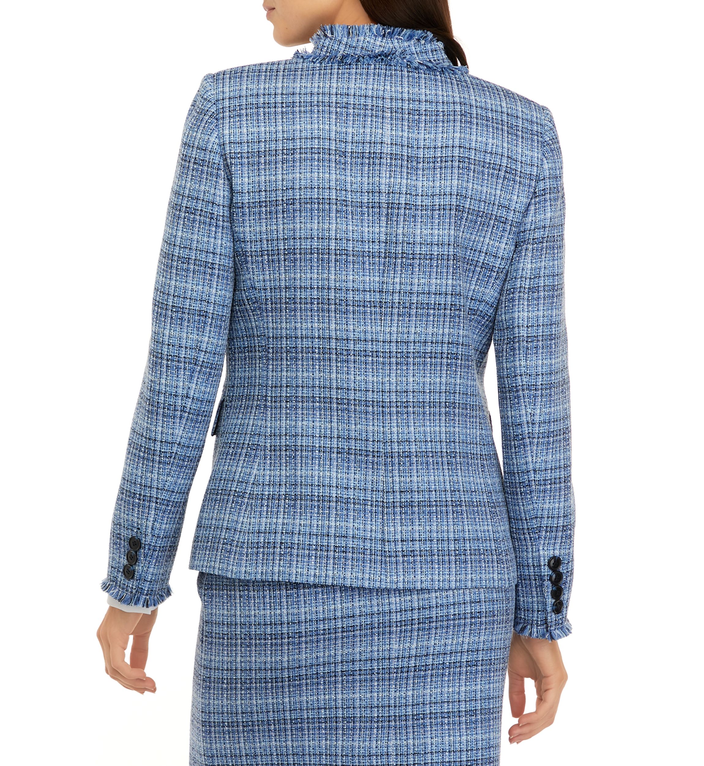 Womens Long Sleeve Boucle Cropped Jacket